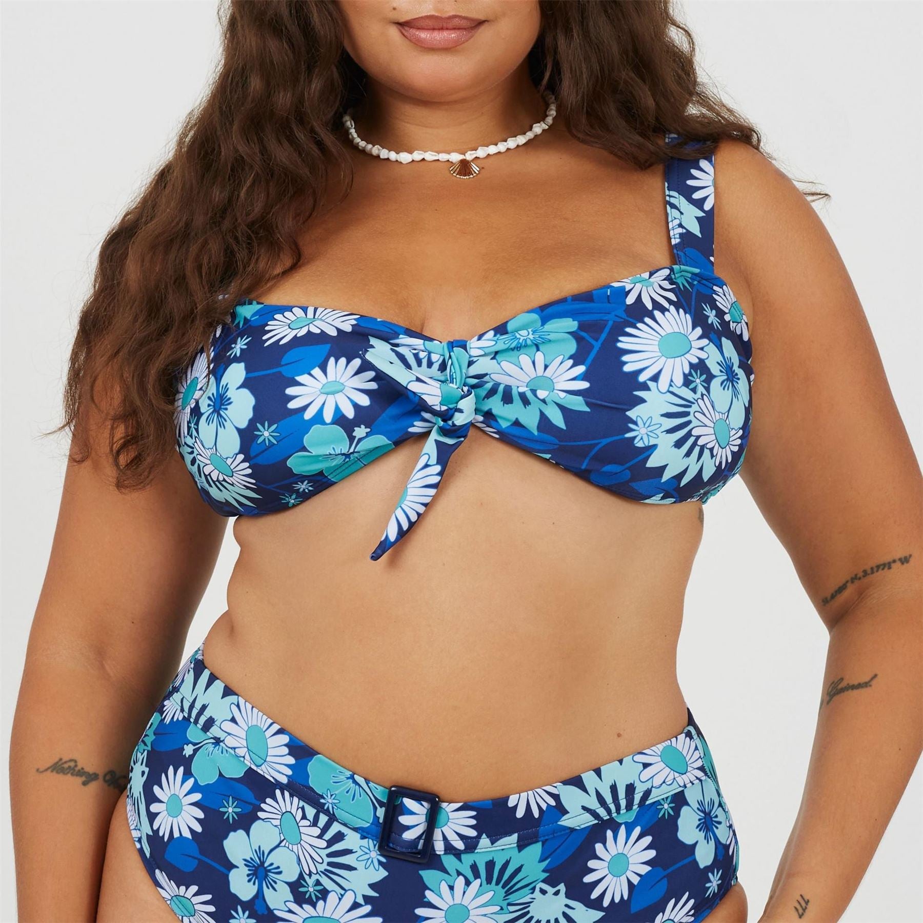 Brave Soul Size Bikini Top With Retro Floral Print