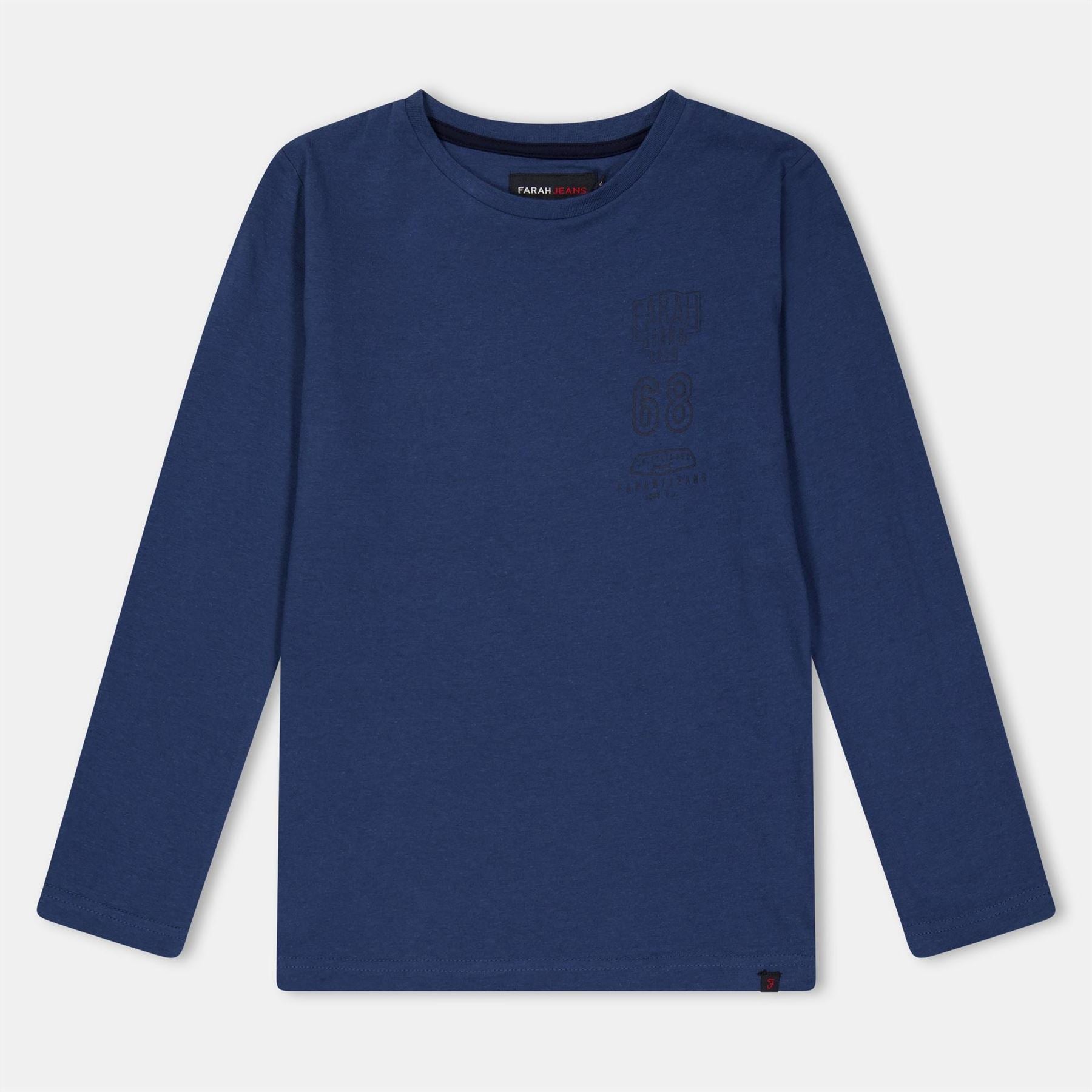 Farah Printed Logo Lettering Crew Neck Long Sleeve T-Shirt