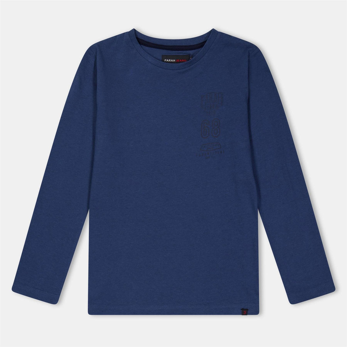 Farah Printed Logo Lettering Crew Neck Long Sleeve T-Shirt