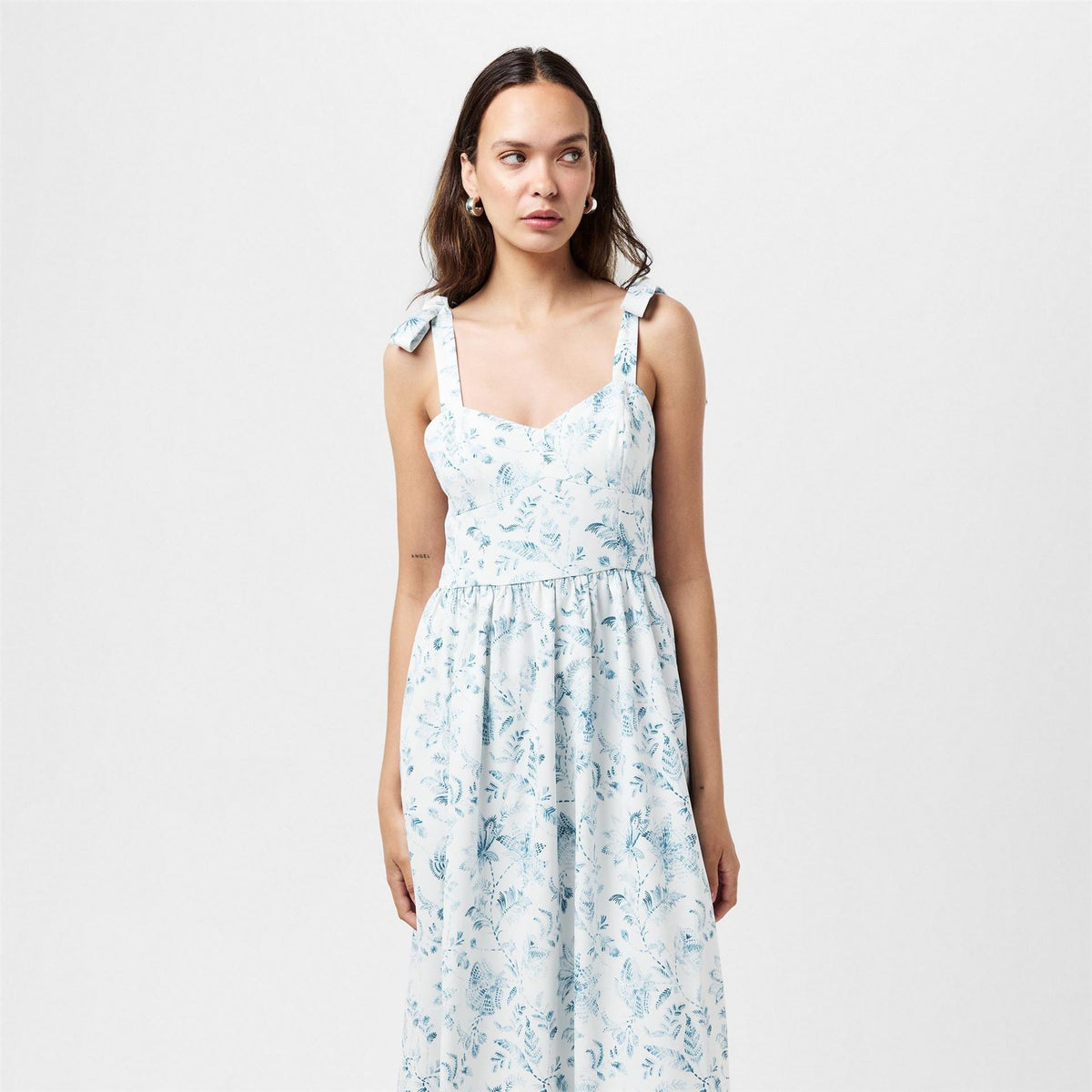 French Connection Serenity Square Neck Sleeveless Midi Dress