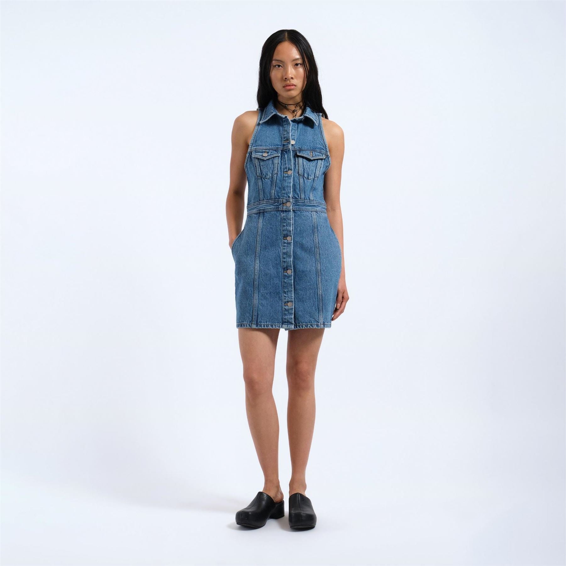 Dr Denim Kinsley Collared Neck Mini Dress