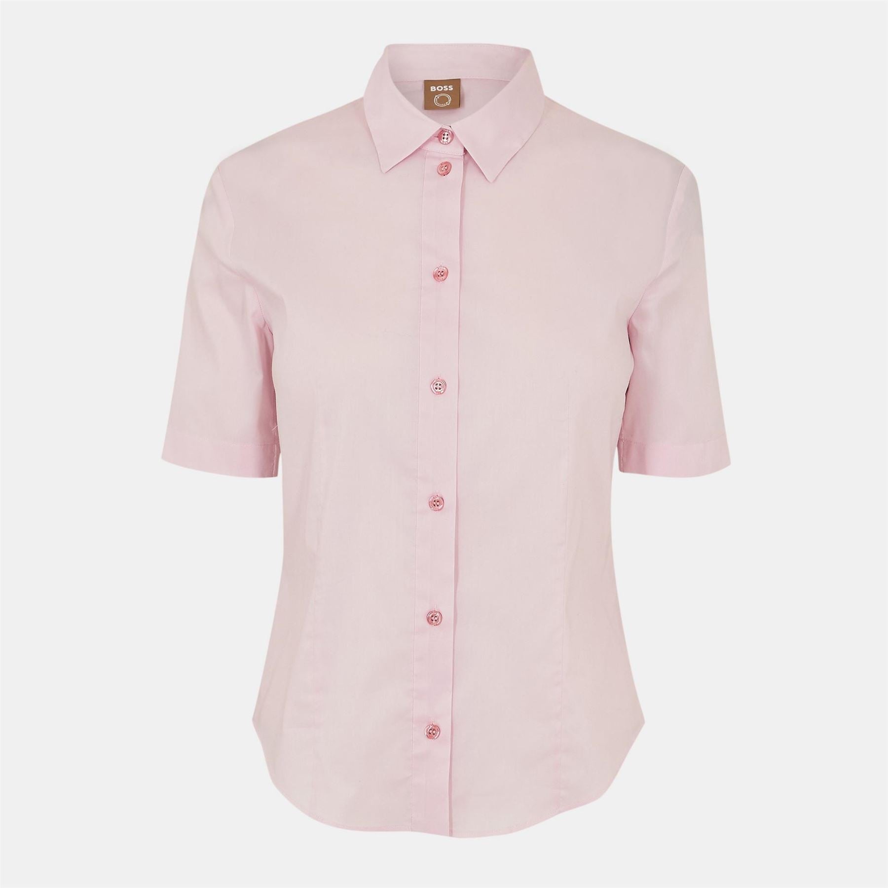 Boss Collared Neck Shirt Collar Short Sleeve Blouse