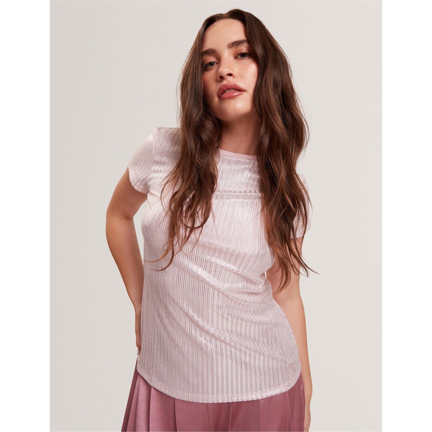 Ted Baker Metallic Crew Neck Short Sleeve Slim Fit T-Shirt