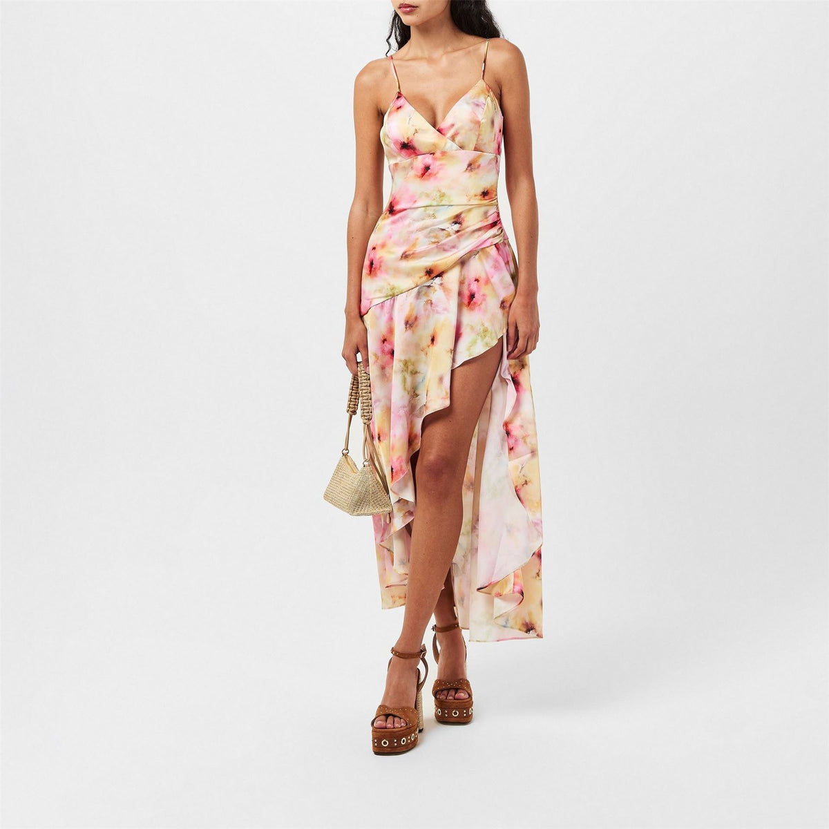 Bardot Sorella Gingham V Neck Strappy Maxi Dress