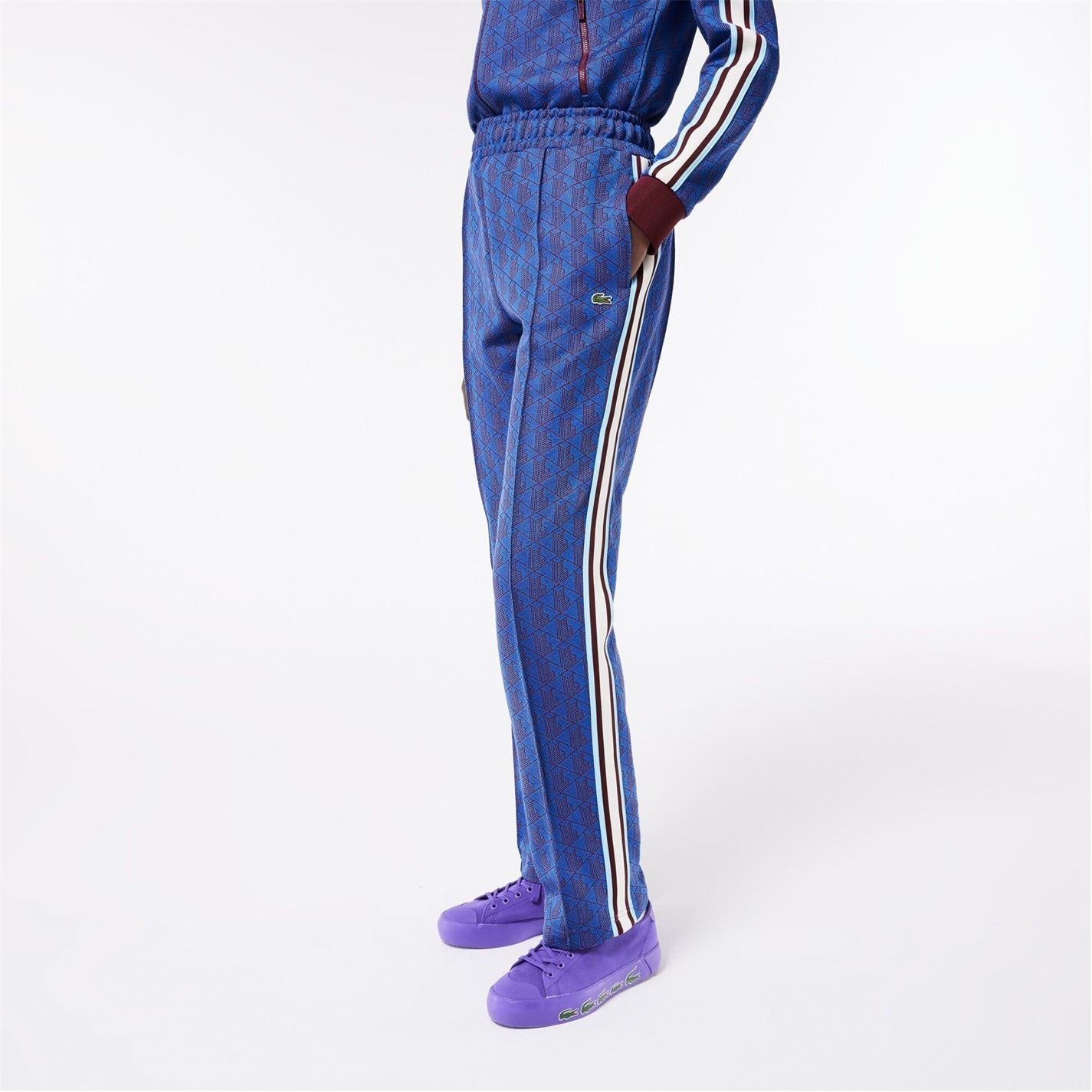 Lacoste Geometric Patterned Side Stripes Track Pants
