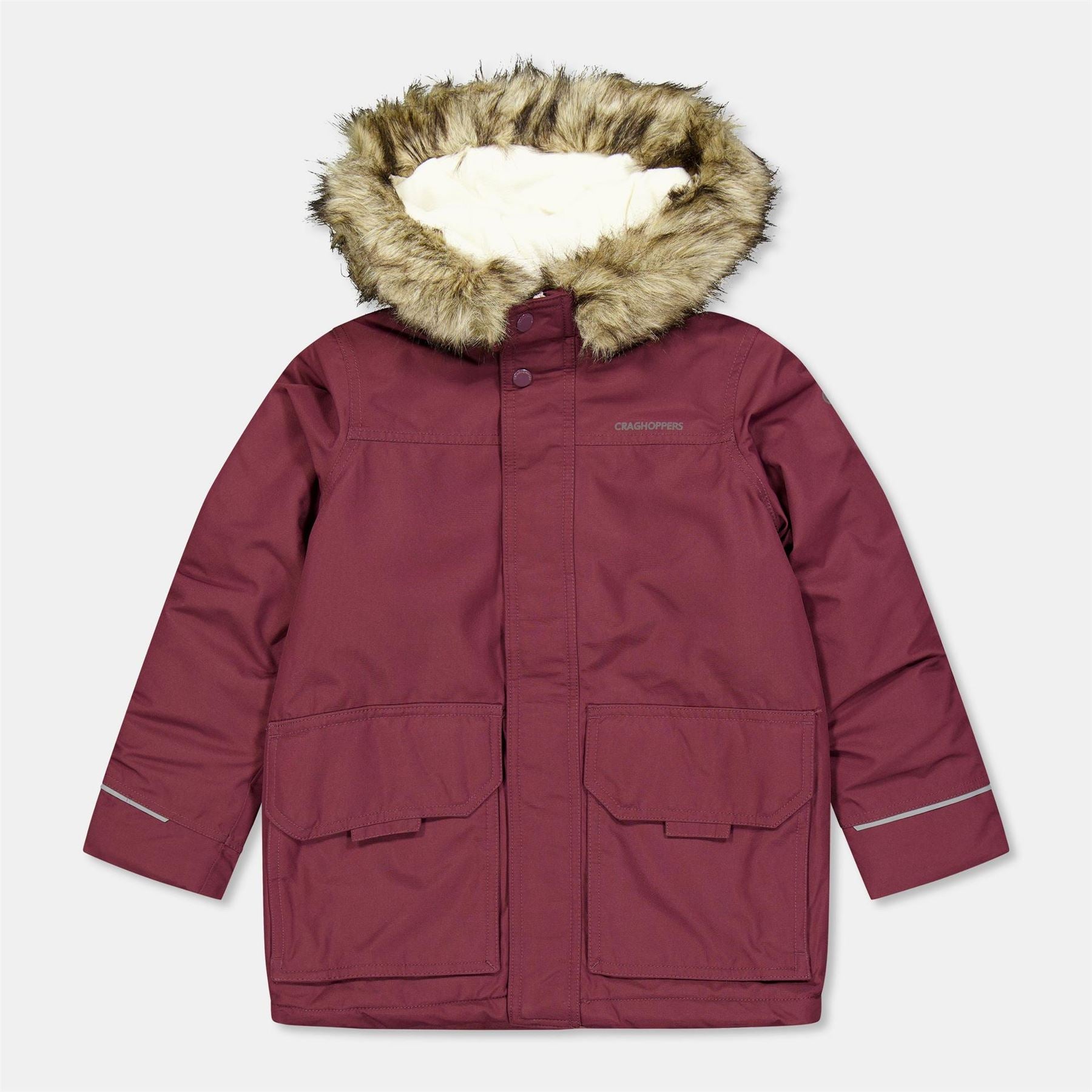 Craghoppers Corrib Solid Patterned Hooded Parka Jacket with Flap Pocket