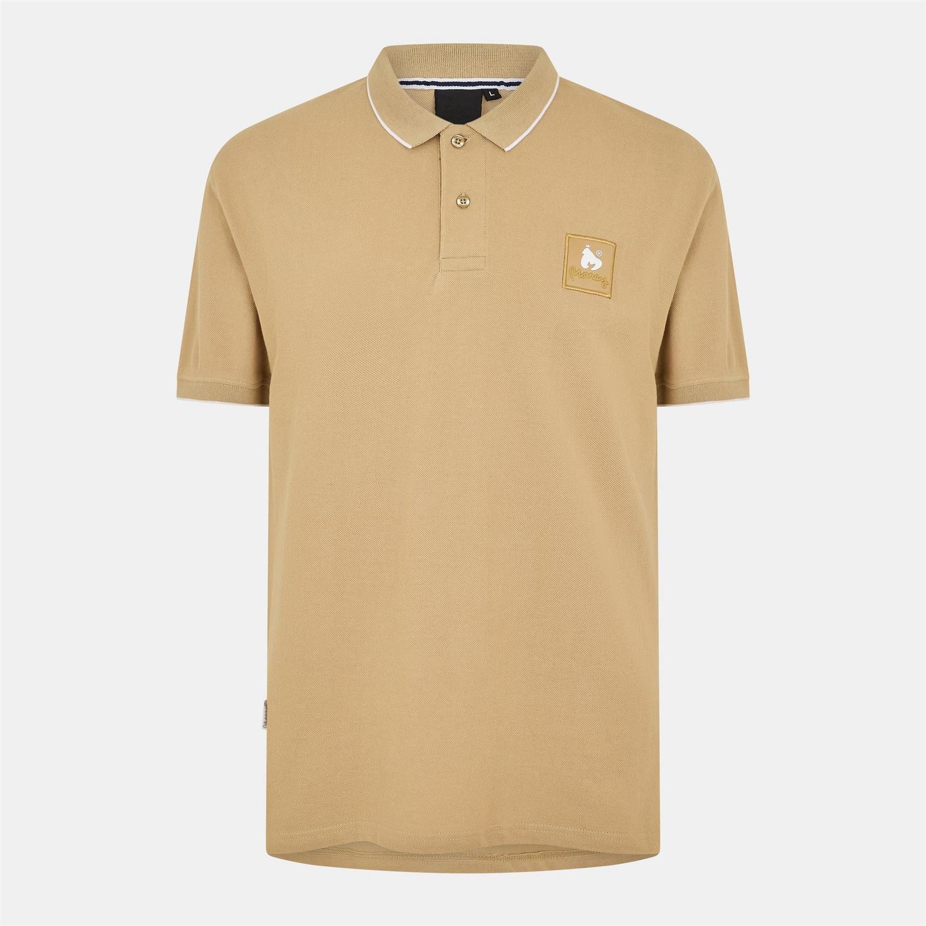 Money Logo Print Collared Neck Short Sleeve Polo Shirt