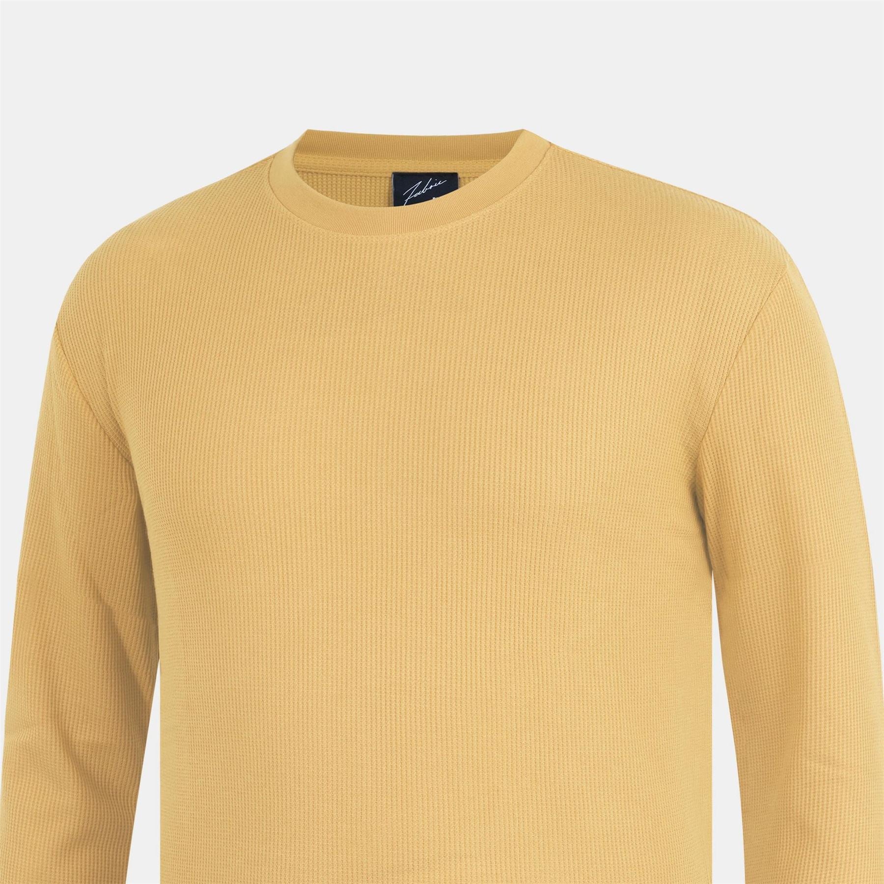 Fabric Crew Neck Long Sleeve Waffle T-Shirt