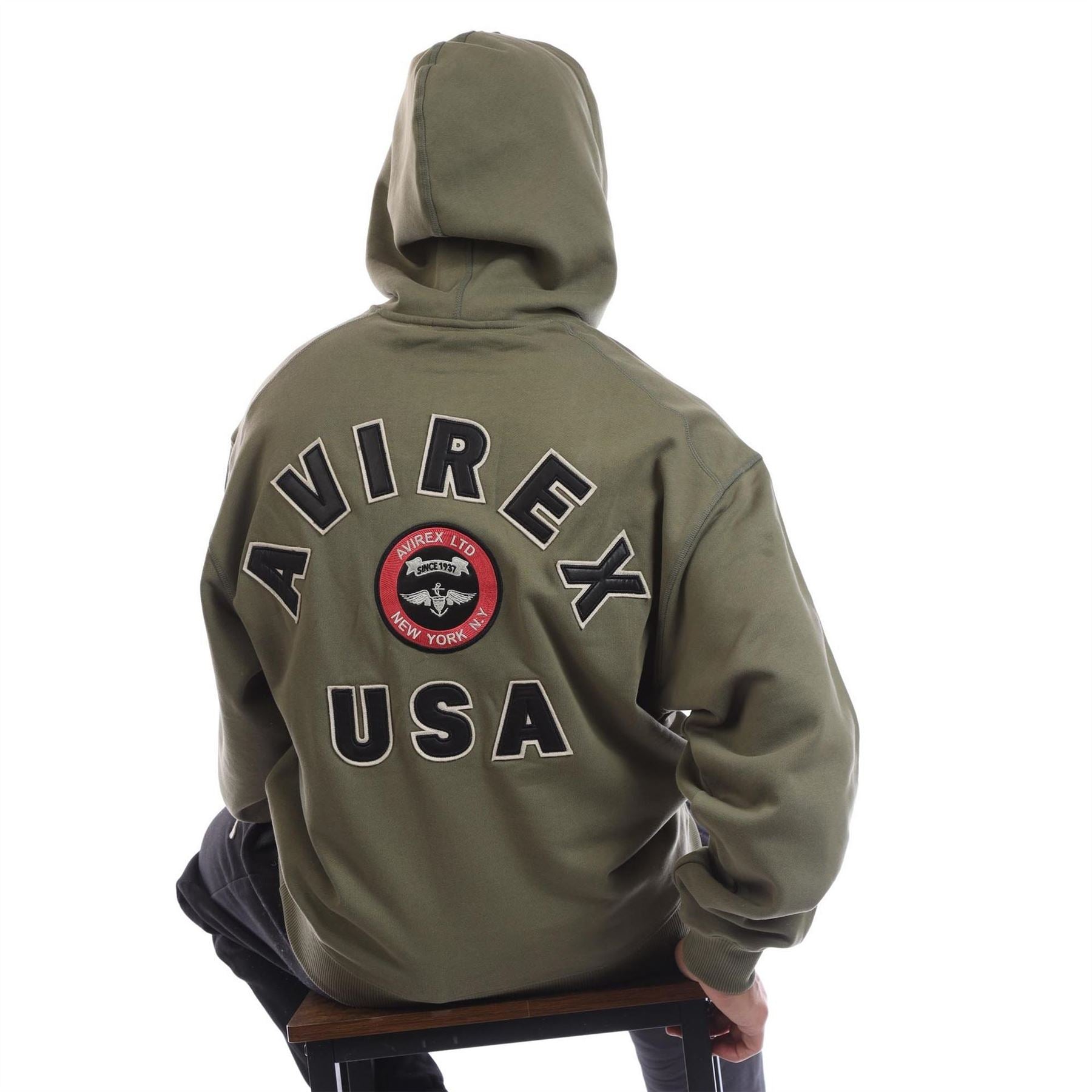 Avirex Belmont Embroidered Hooded Long Sleeve Sweatshirt