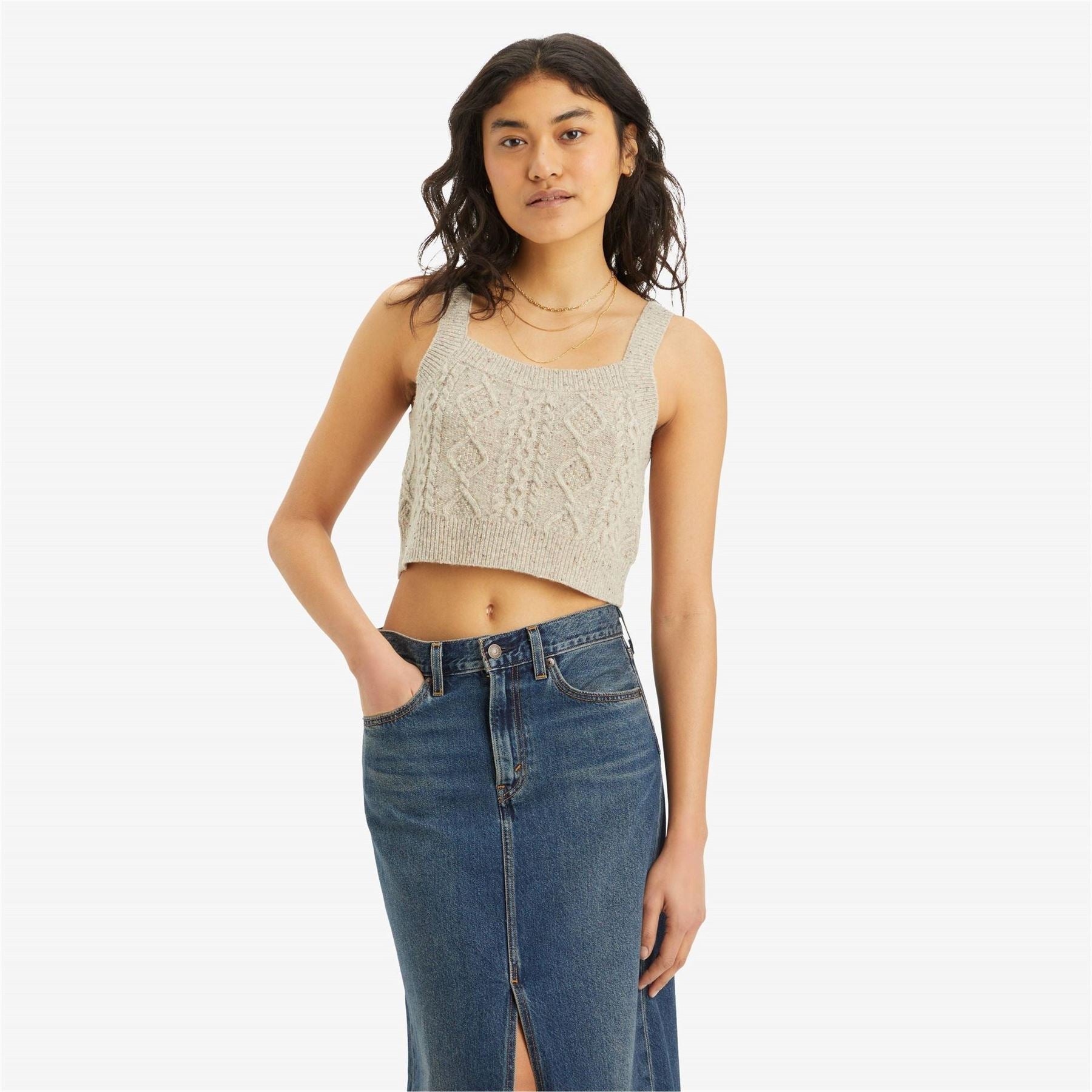 Levis Cropped Square Neck Regular Fit Tank