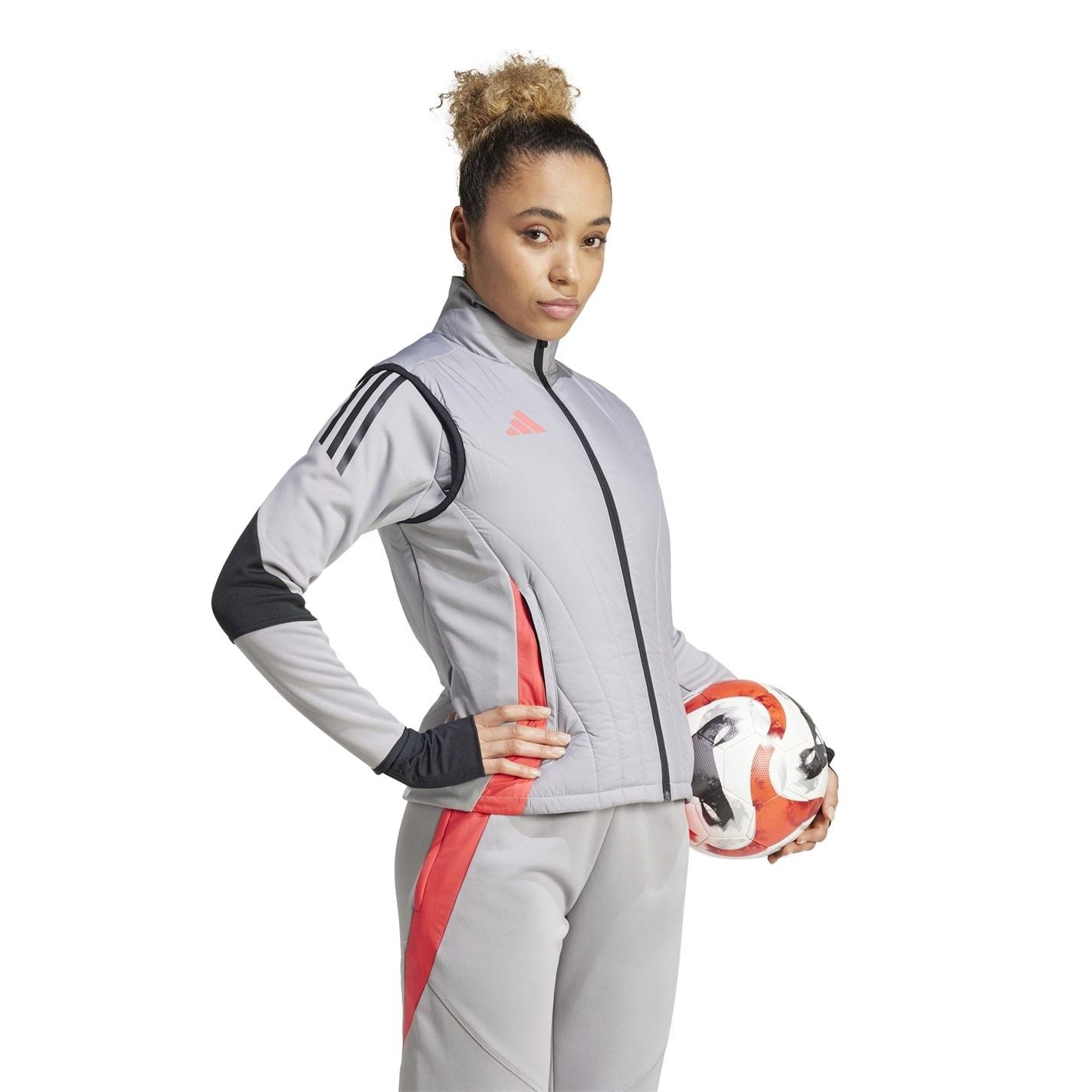 adidas Womens Tiro24c Solid Patterned Ribbed Cuff Performance Vest