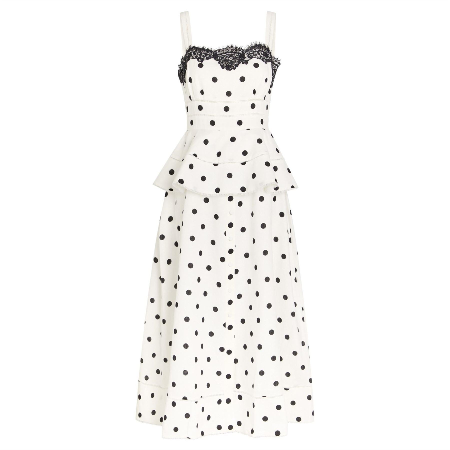 Self Portrait White Polka Dot Midi Dress