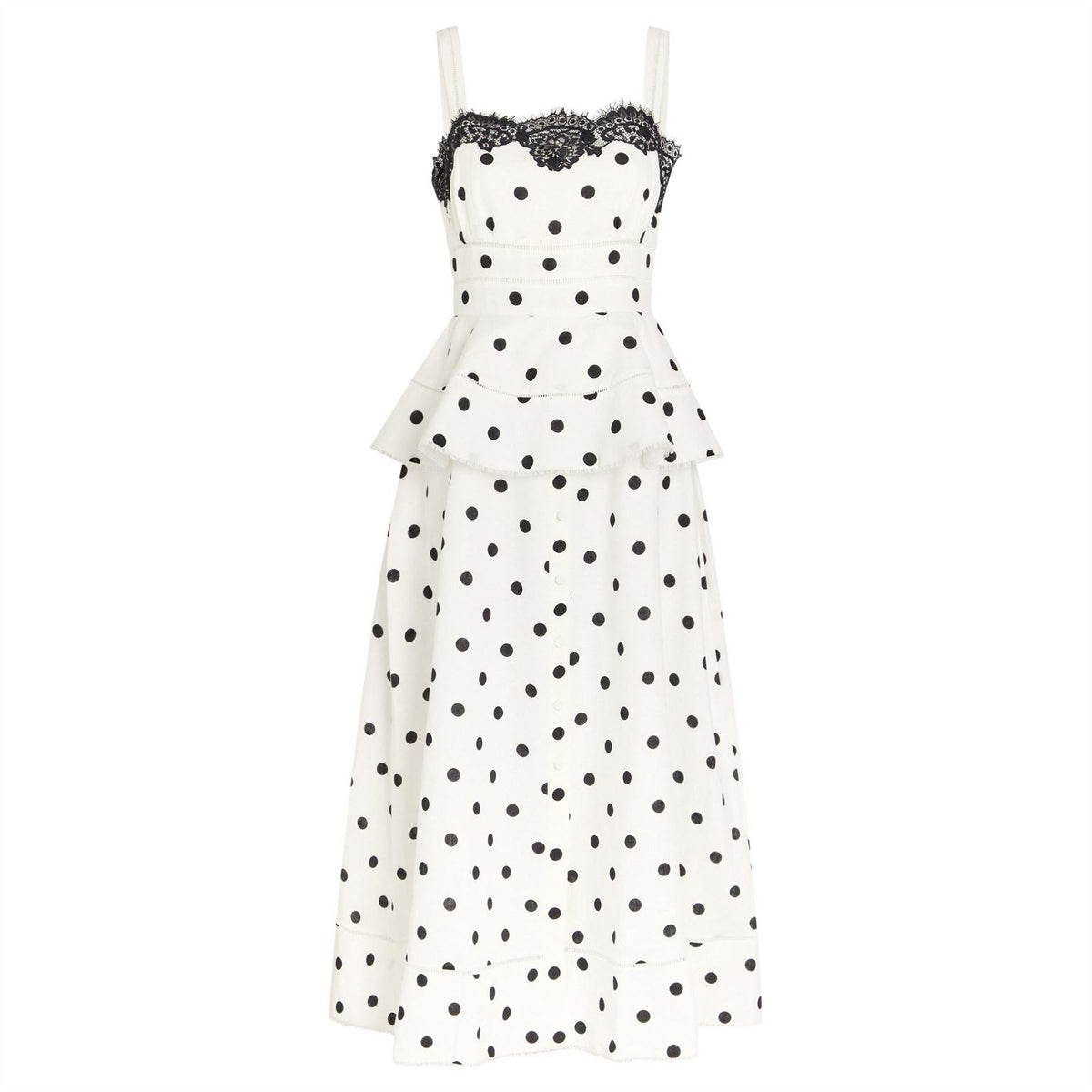 Self Portrait White Polka Dot Midi Dress