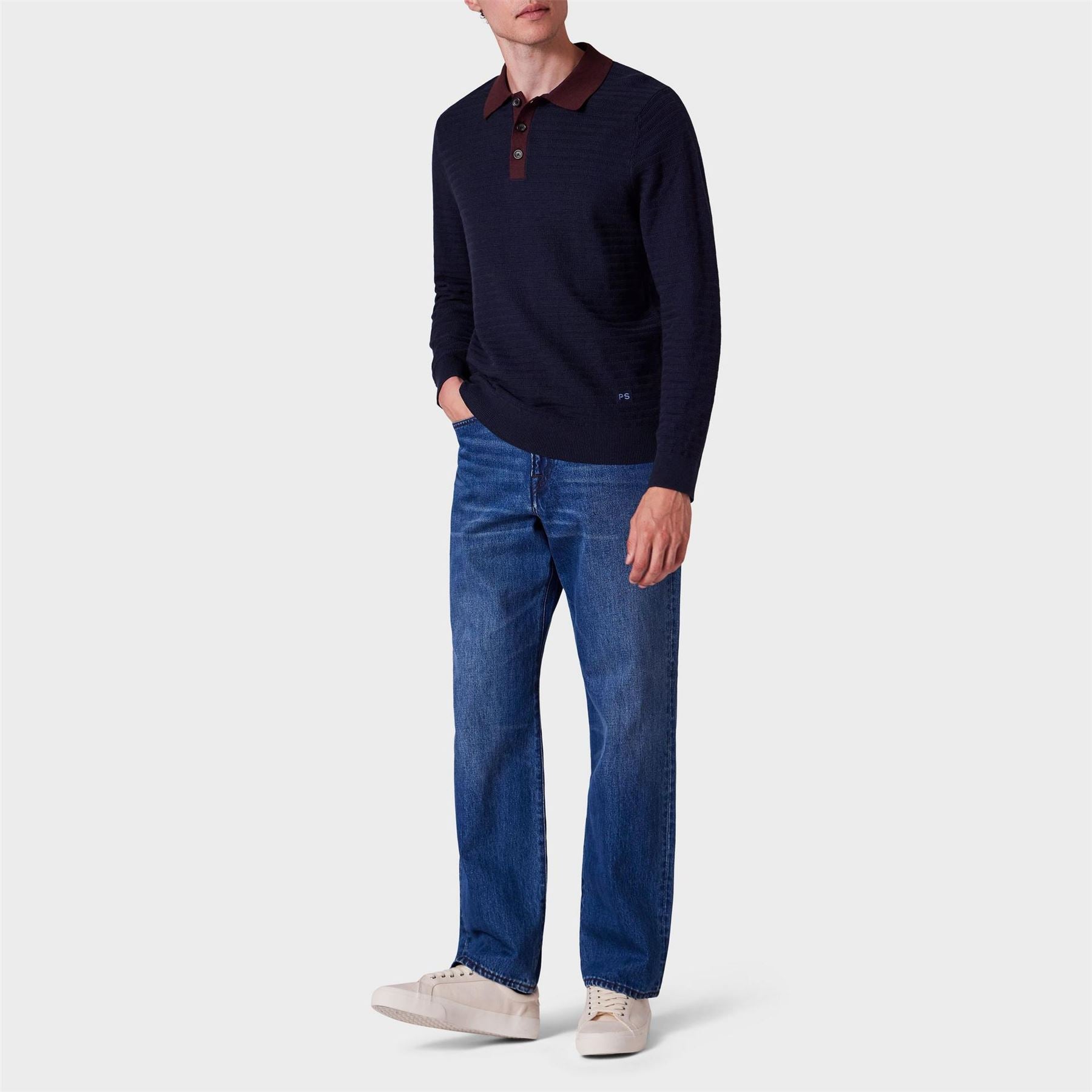 PS Paul Smith Embroidered Collared Neck Long Sleeve Sweater
