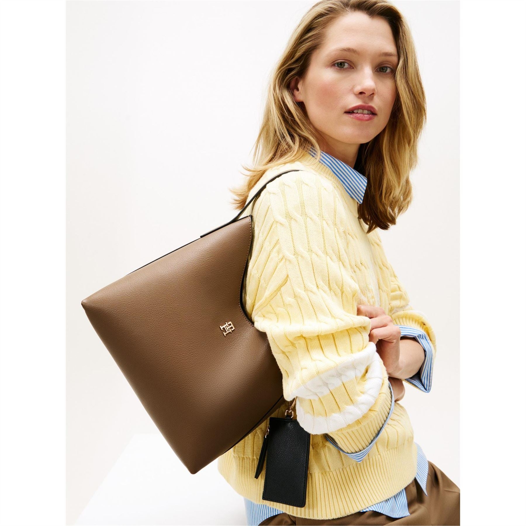 Tommy Hilfiger Icon Shoulder Crescent Shape Hobo Bag with Key Case