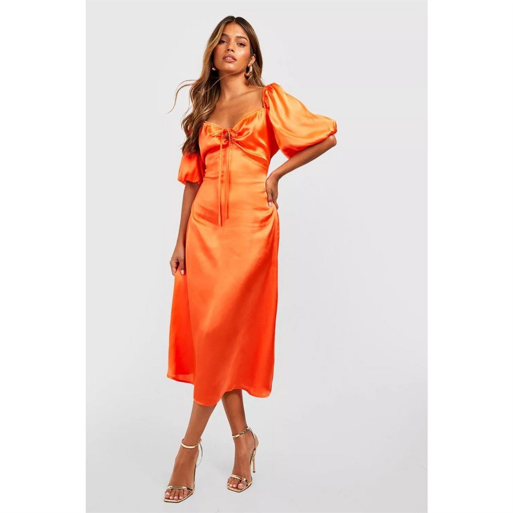 Influence Satin Sweetheart Neck Midi Slip Dress