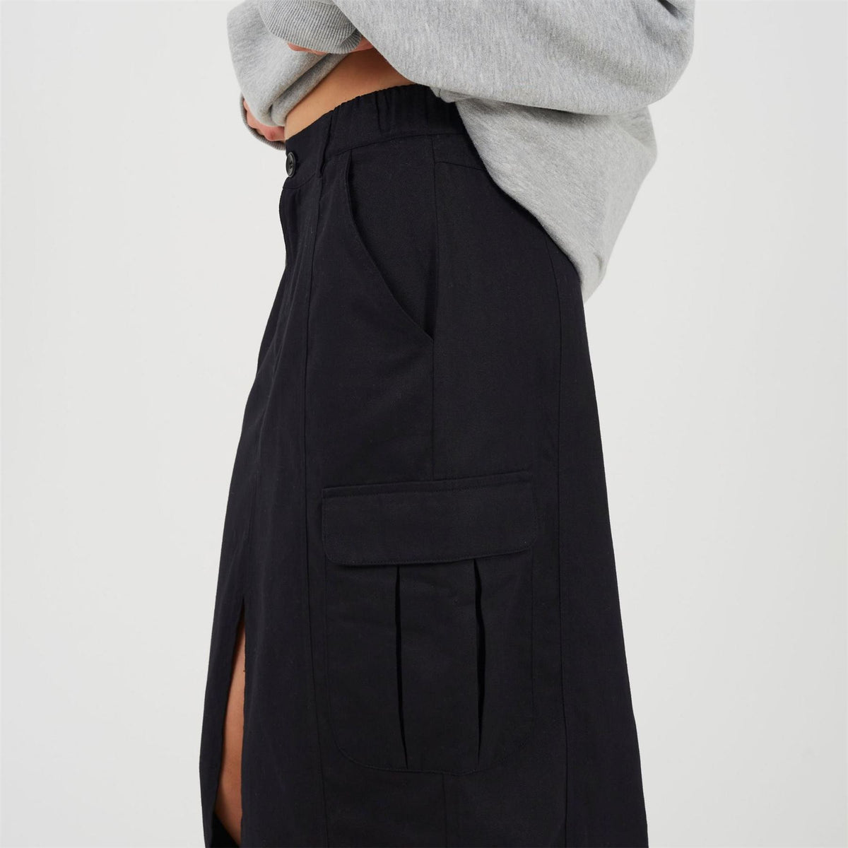 Brave Soul Womens Denim Midi Cargo Skirt