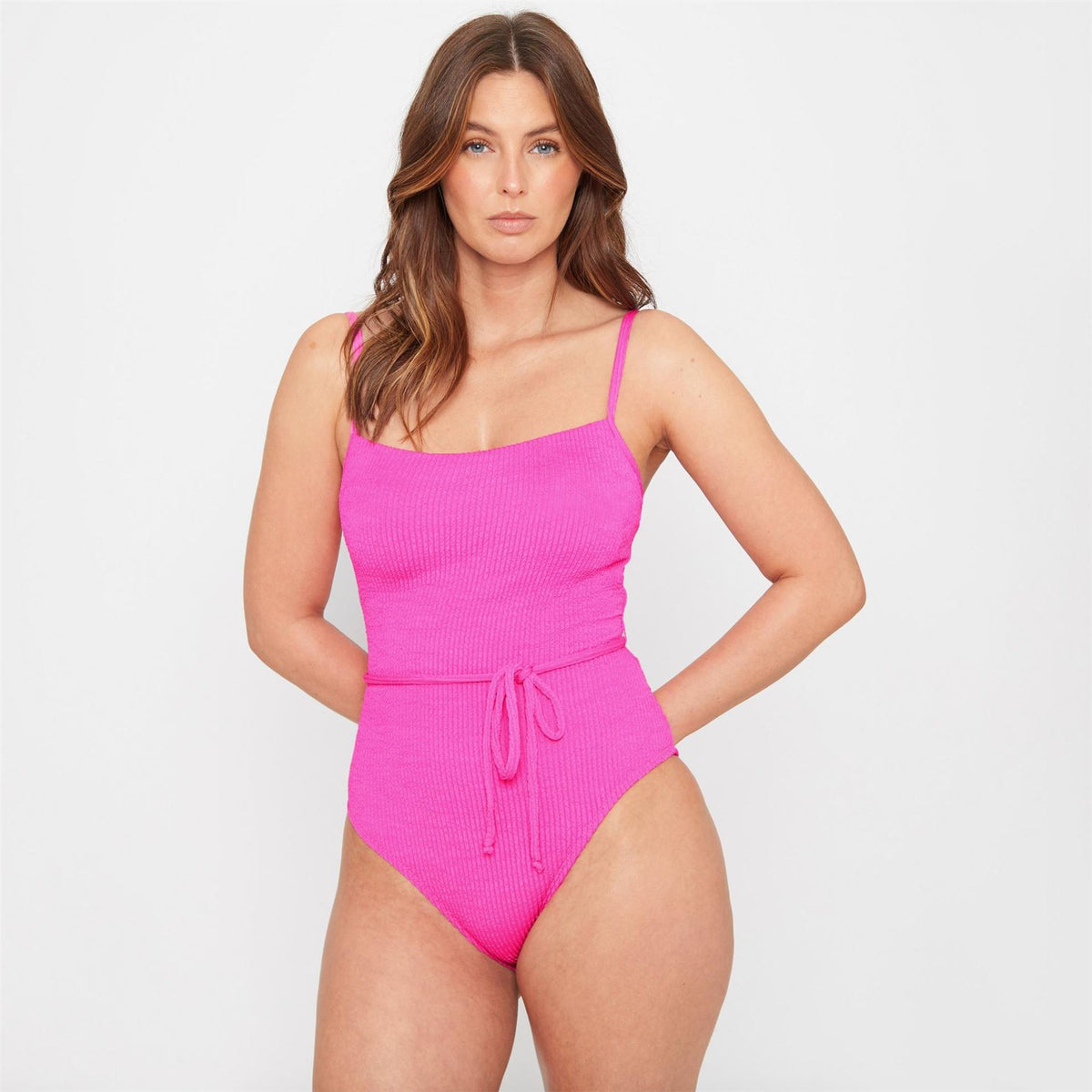 Be You Textured Belted Swimsuit