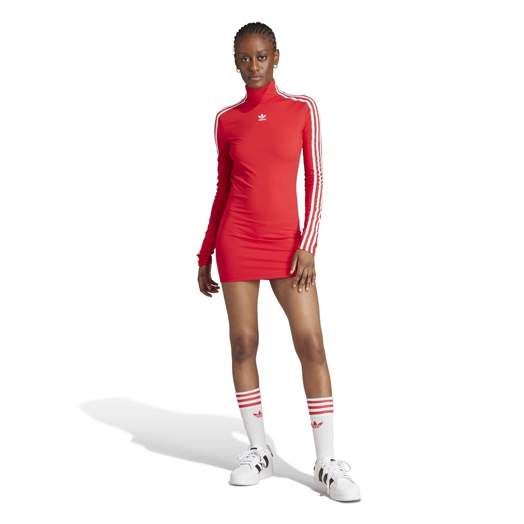 adidas Originals Tight Cut Out Mock Neck Mini Dress