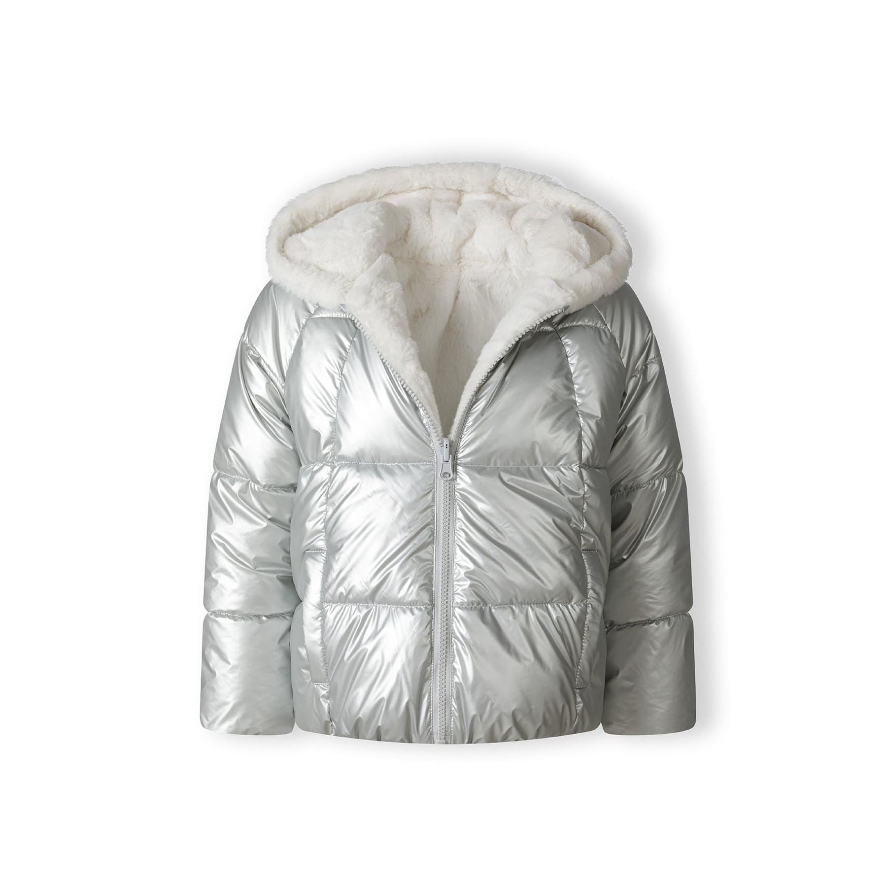 Minoti Girls Padded Reversible Jacket Silver