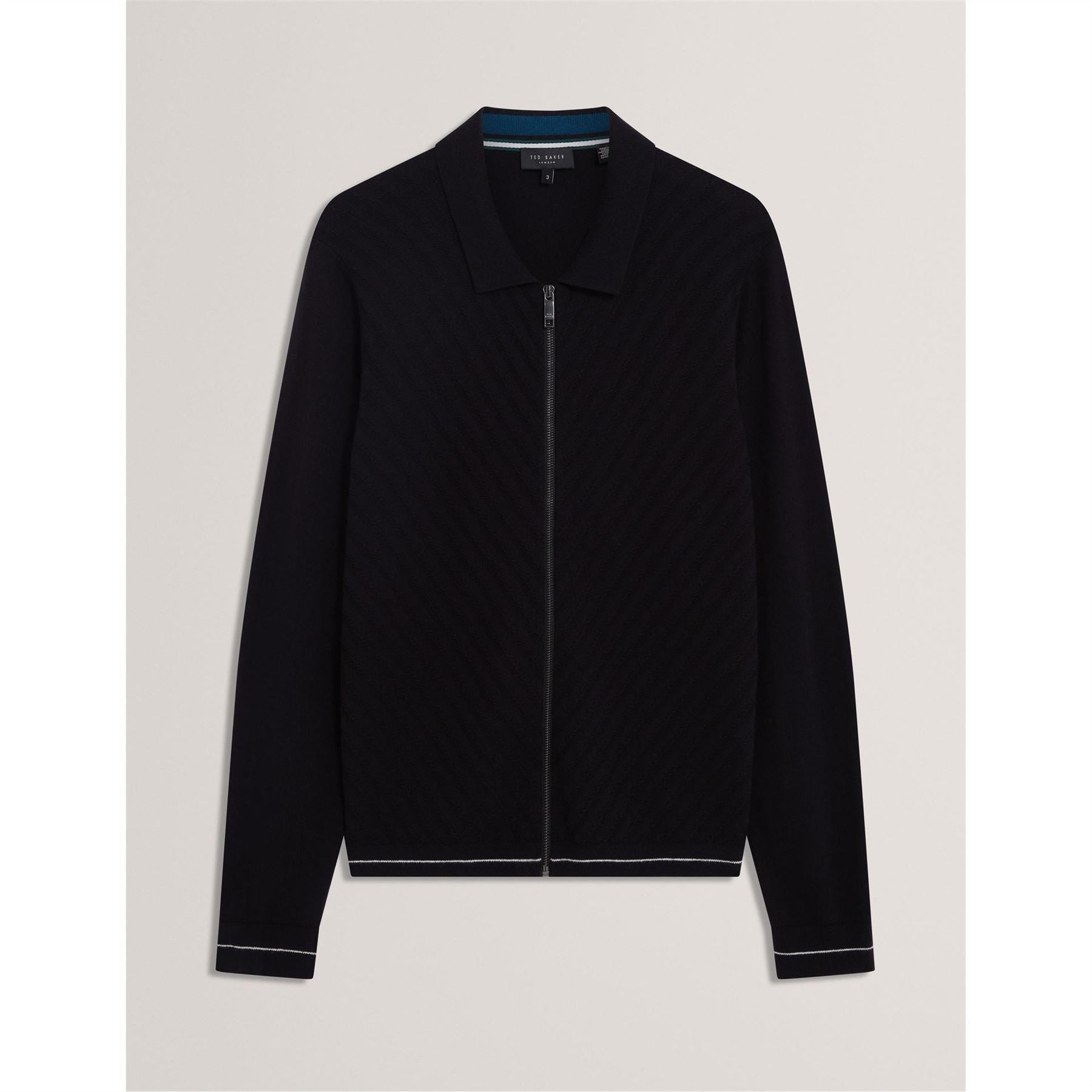 Ted Baker Chevron Stitched Detail Zip Neck Shirt Collared Jacket