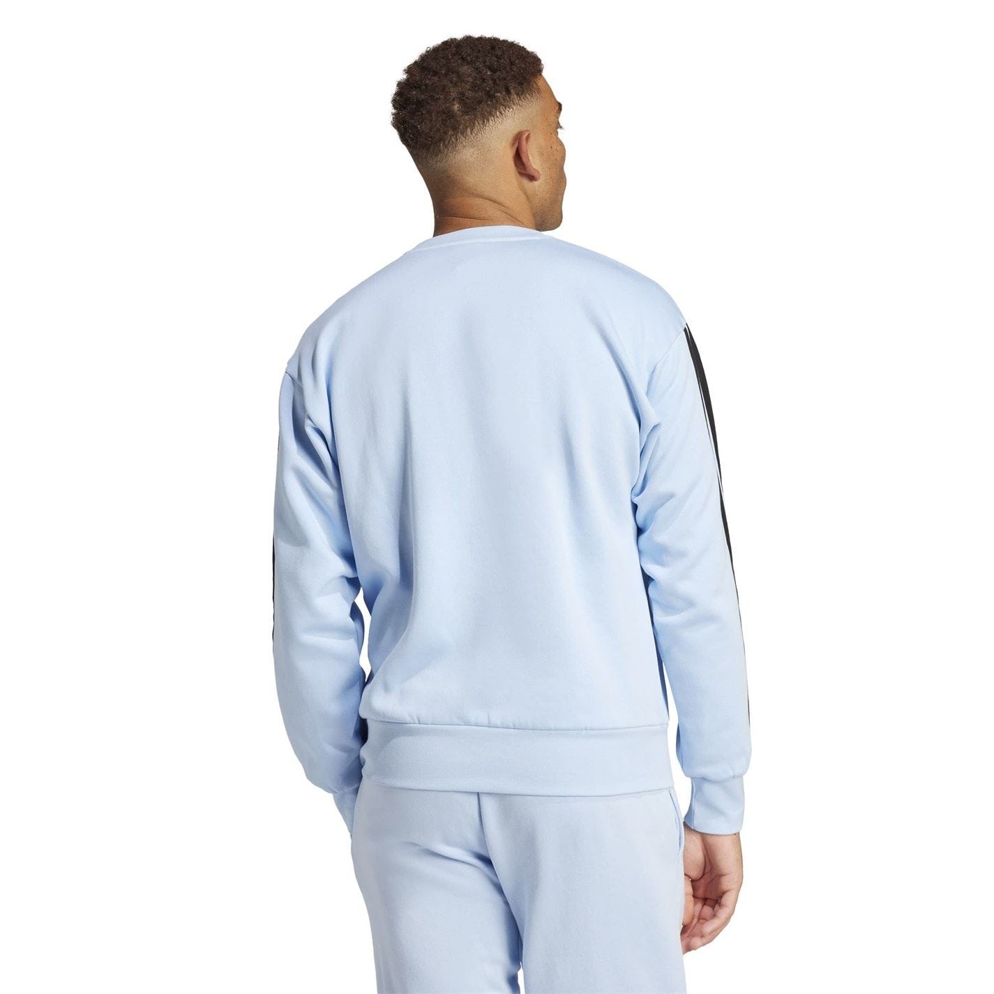 adidas Mens Essentials Crew 3 Stripes Pullover Sweatshirt