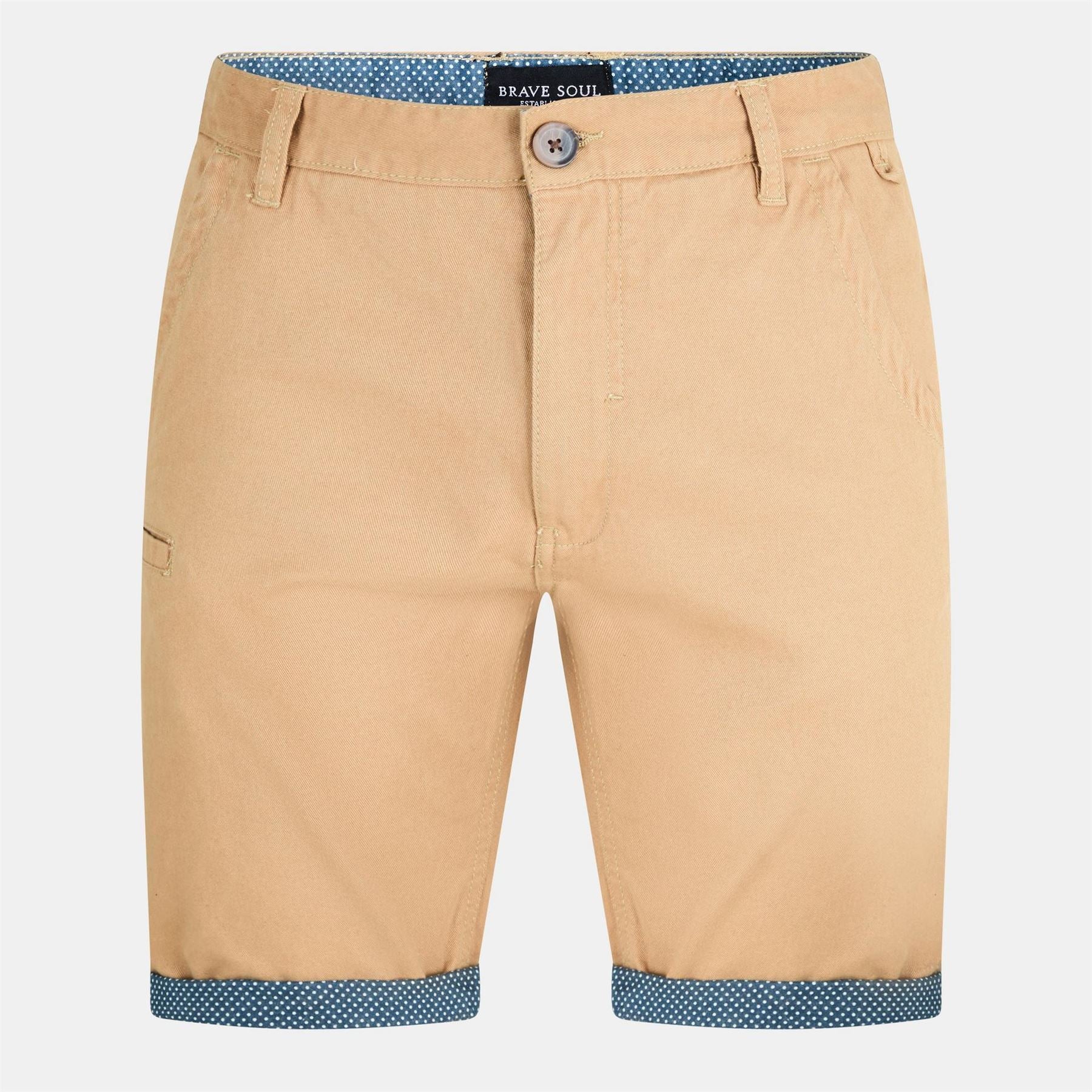 Brave Soul Cotton Twill Shorts With Turn Up Hem