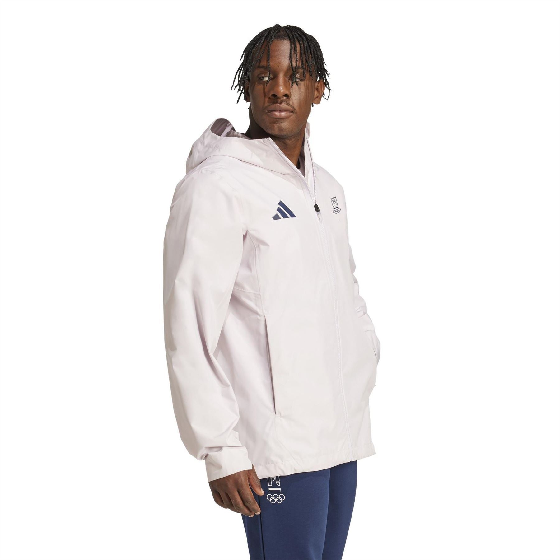 adidas Solid Patterned Hooded Zipped Pocket Running Jacket