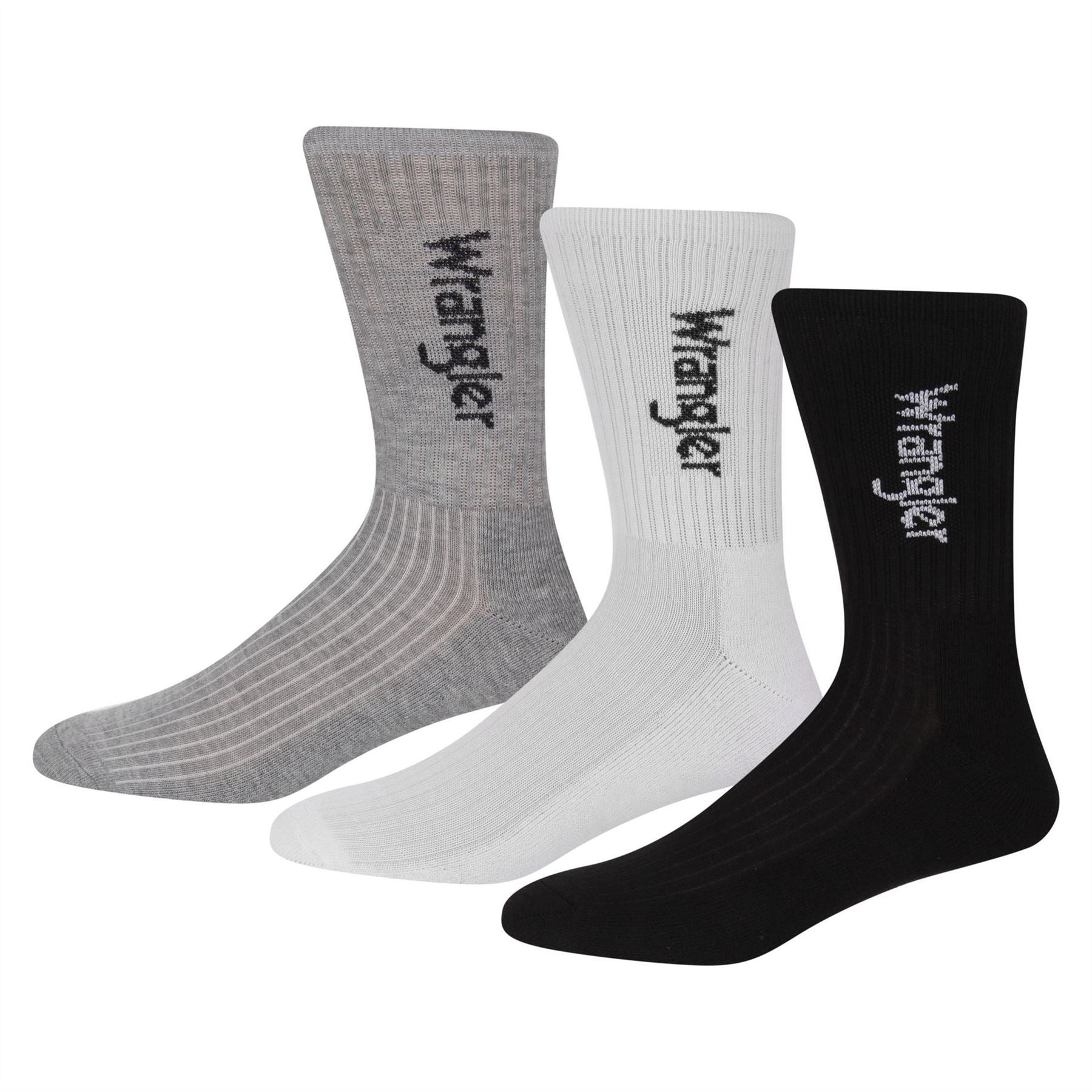 Wrangler Roger 3 Pack Lettering Crew Socks