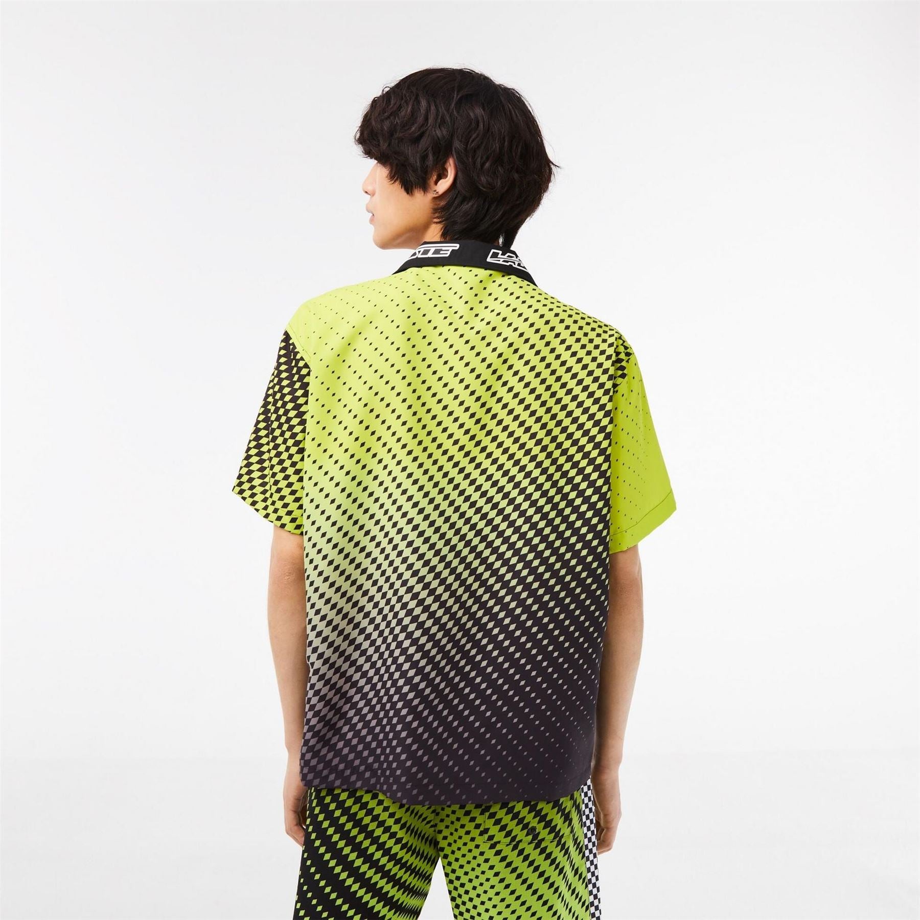 Lacoste Ombre Checkerboard Print Short Sleeve Patterned Shirt
