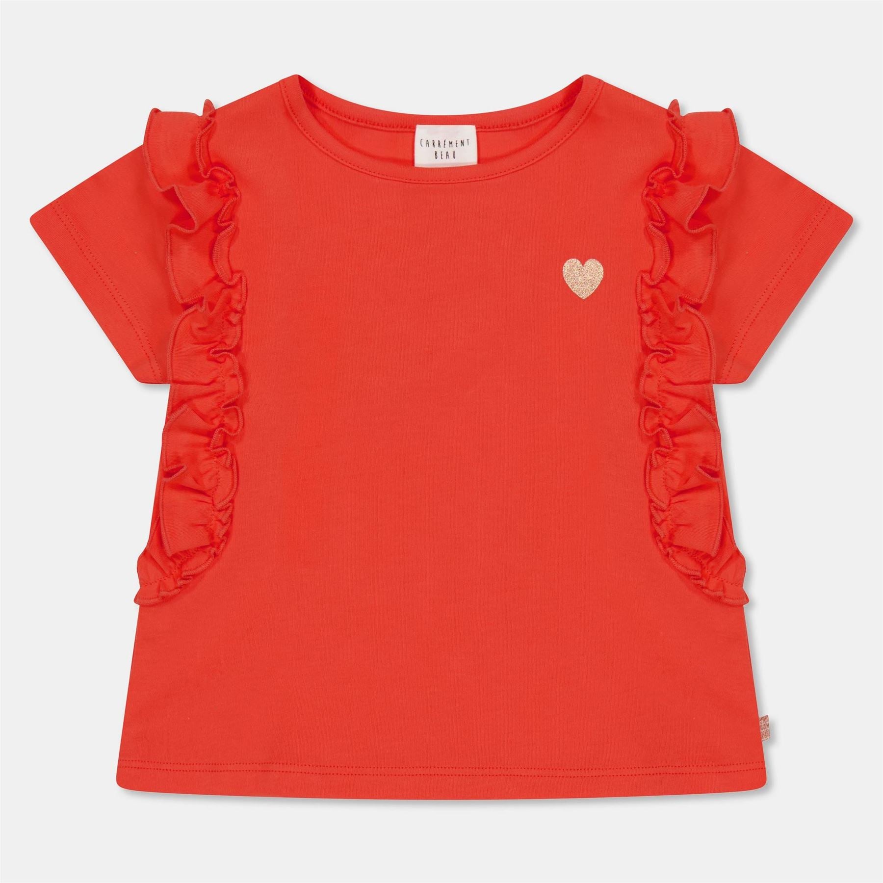 Carrement Beau Regular Fit Ruffle Sleeve Crew Neck T-Shirt
