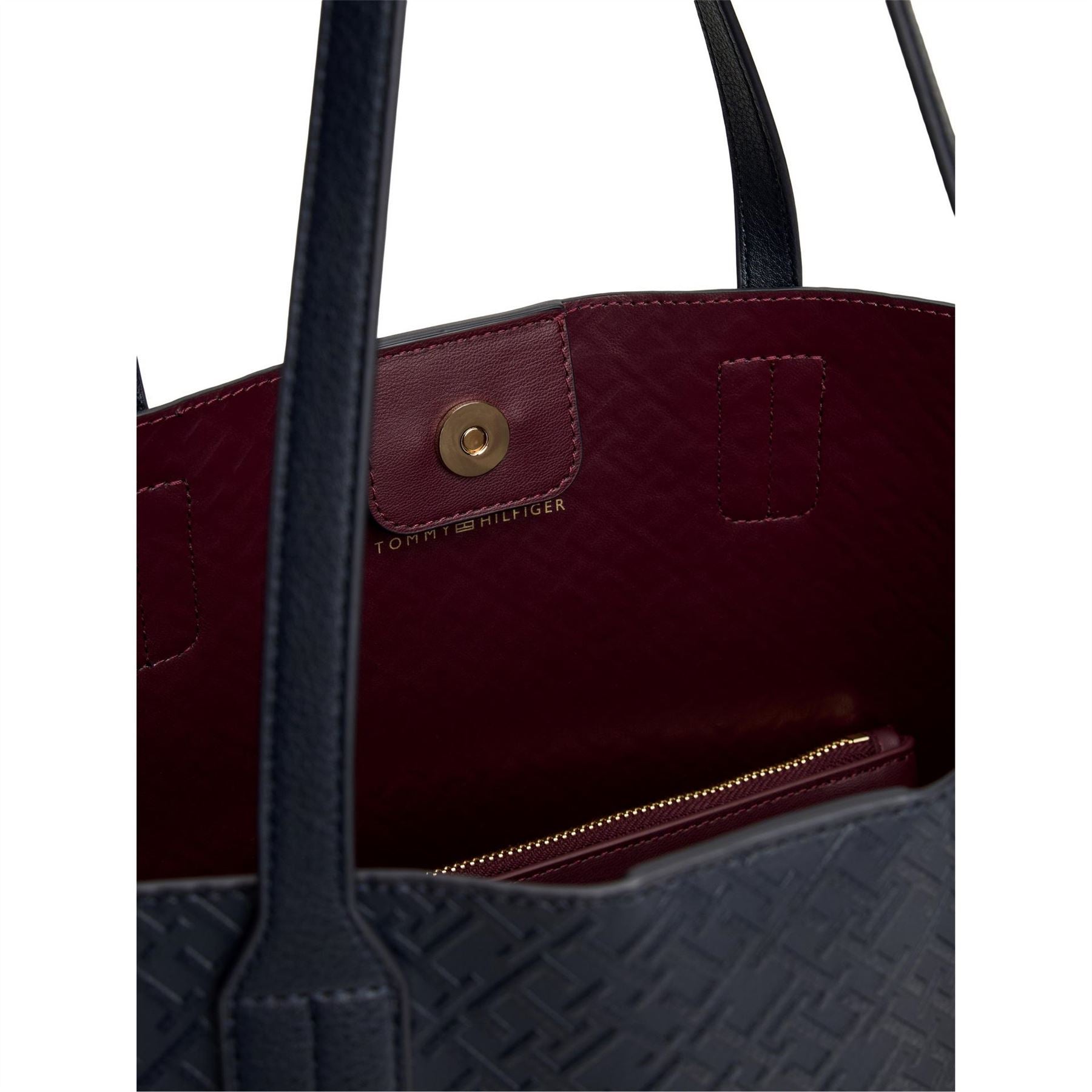 Tommy Hilfiger Solid Patterned Icon Tote with Gold Tone Hardware