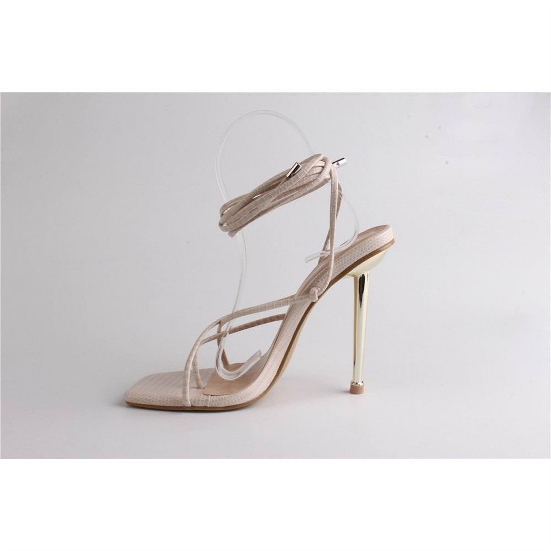 Chic Striped Tie Stiletto Heel Sandals