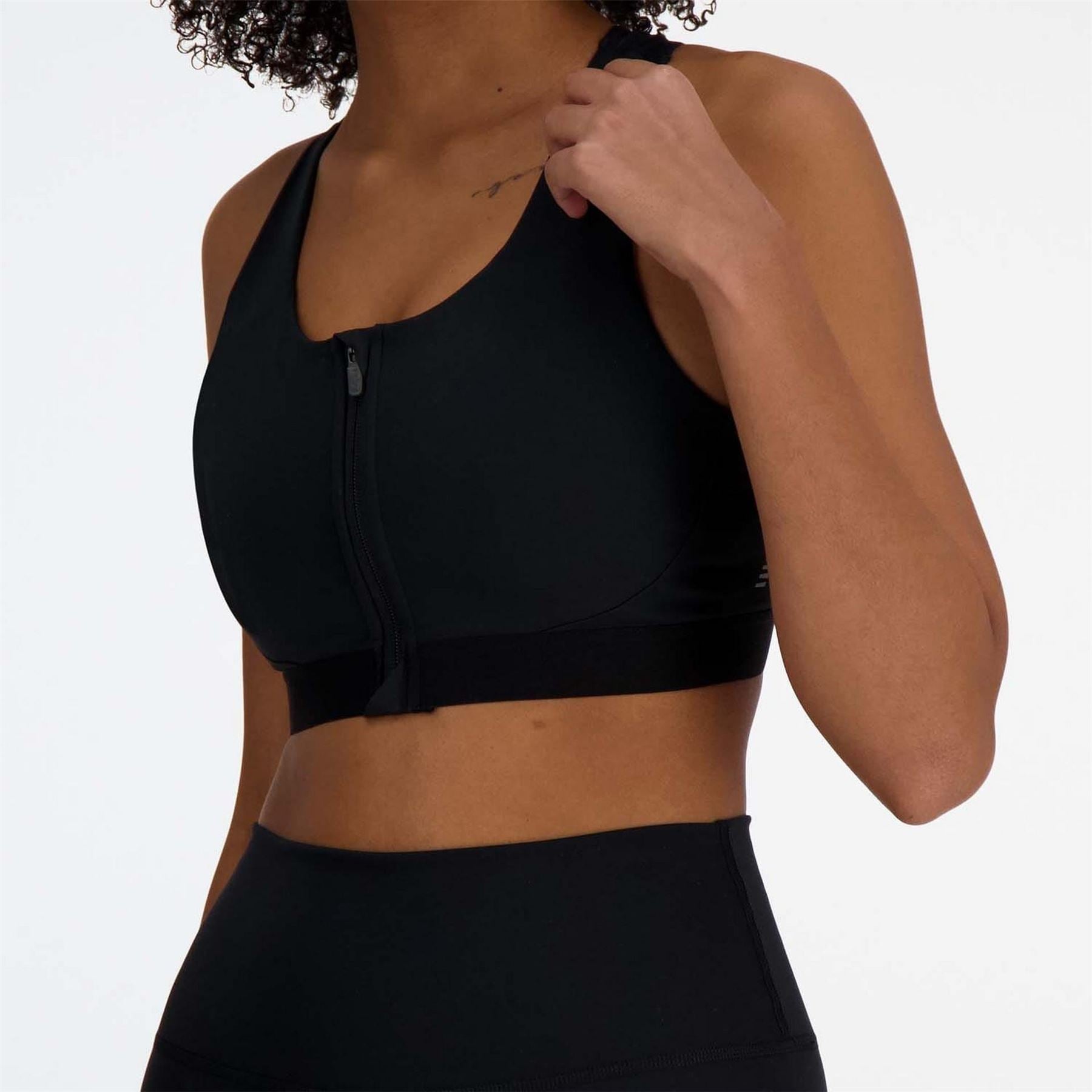 New Balance Medium Support Pocket Zip Front Sports Bra