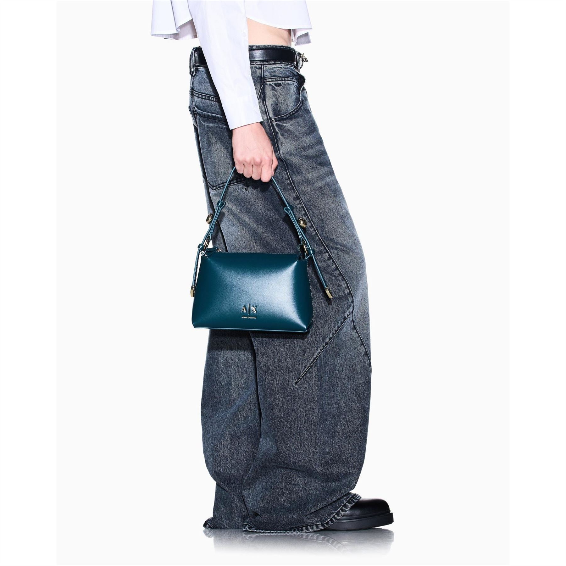 Armani Exchange Cross Body Bag with Gold Tone Hardware