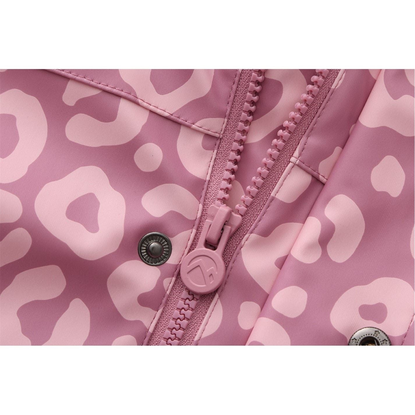 Gelert Leopard Patterned Hooded Snap Button Ribbed Cuff Rain Jacket