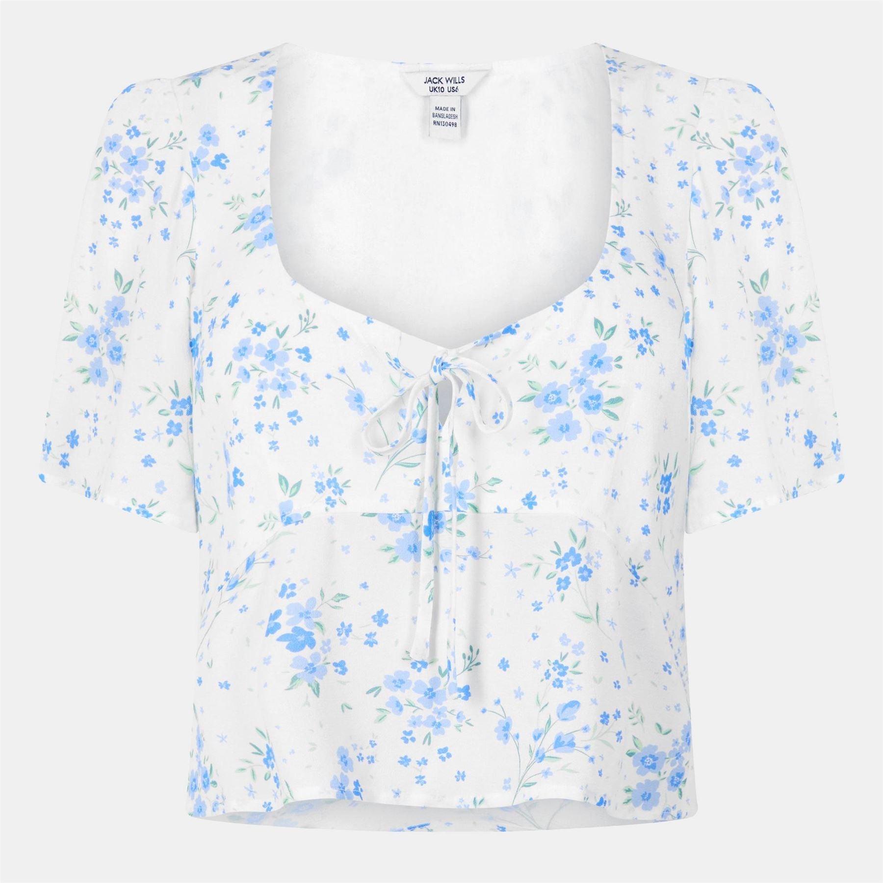 Jack Wills Keyhole Neck Regular Fit Short Sleeve Blouse