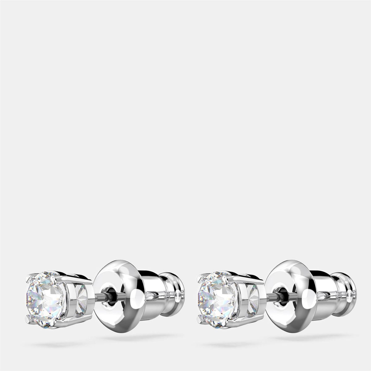 Swarovski Attract Stud Earrings, Round Cut, White, Rhodium Plated