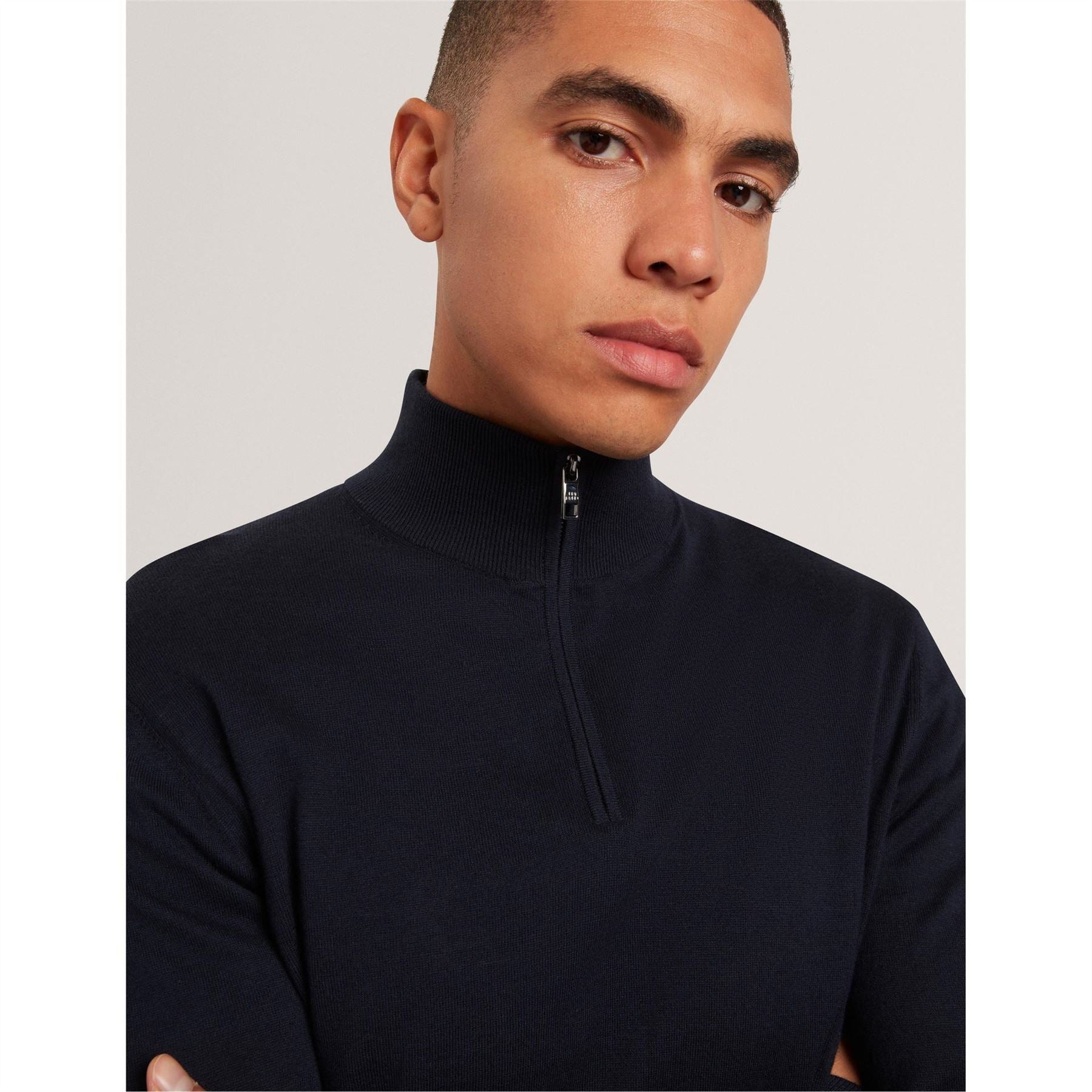 Ted Baker Merino Zip Neck Long Sleeve Raglan Sweater