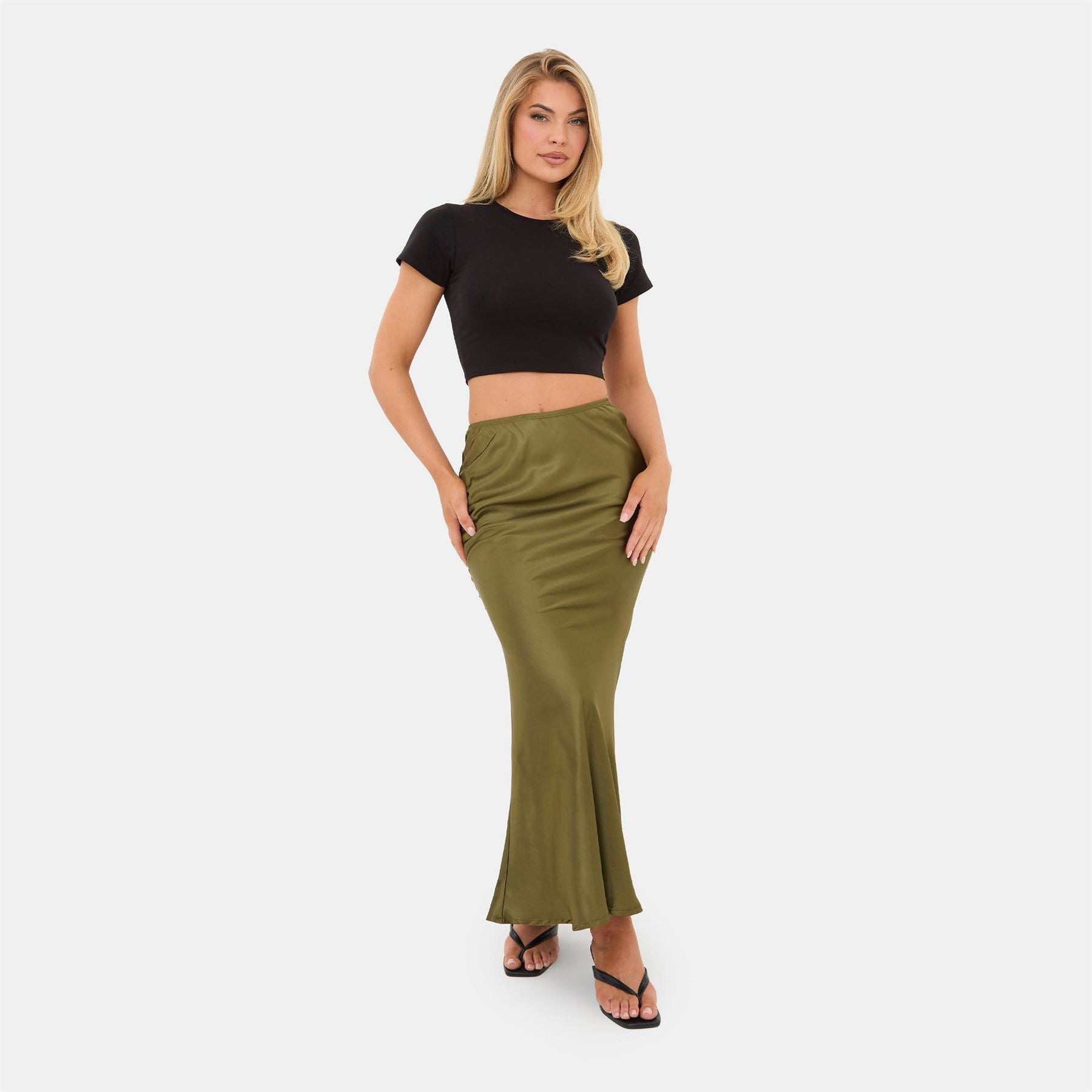 I Saw It First Bias Cut Satin Skirt