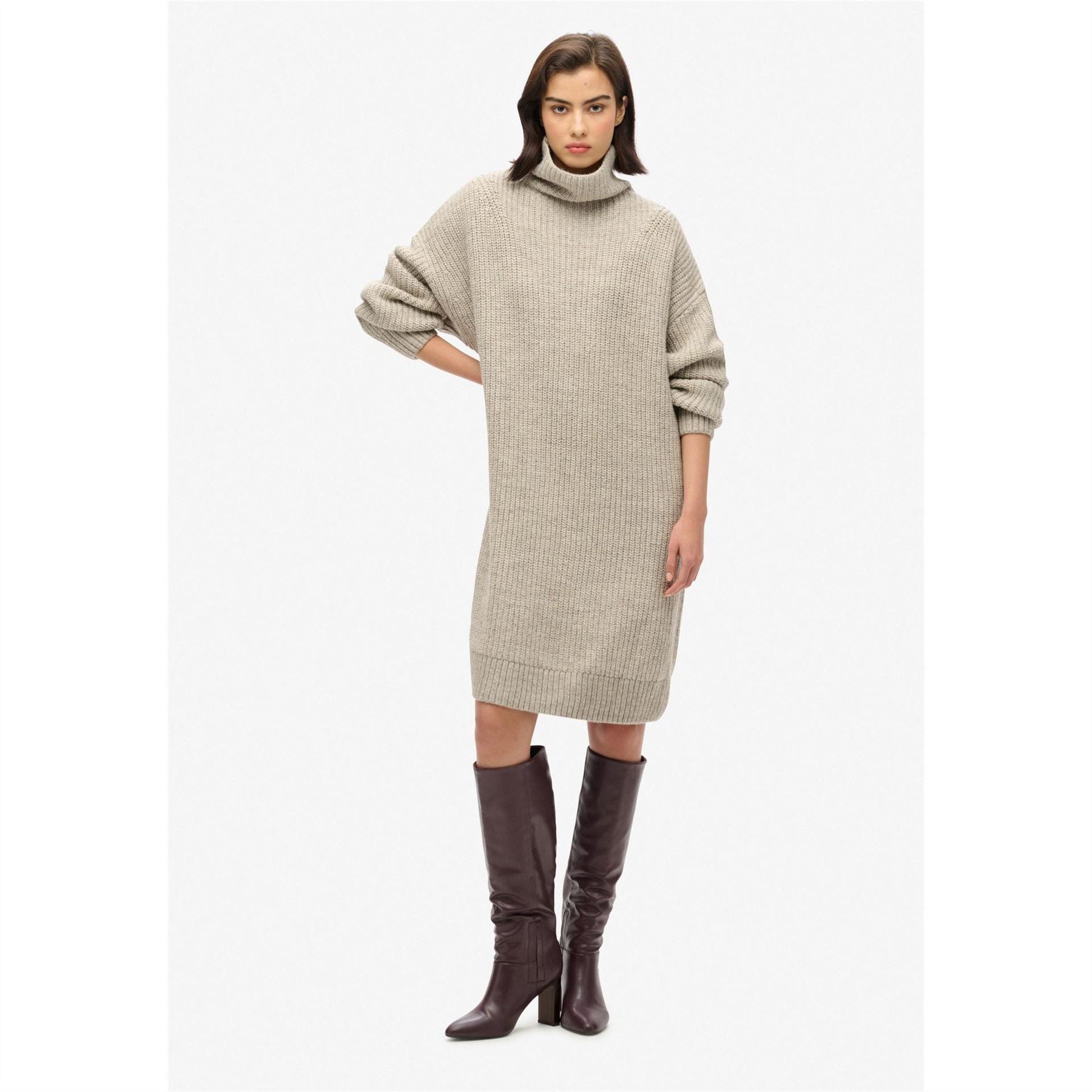 Superdry Knit Turtleneck Knee Length Sweater Dress
