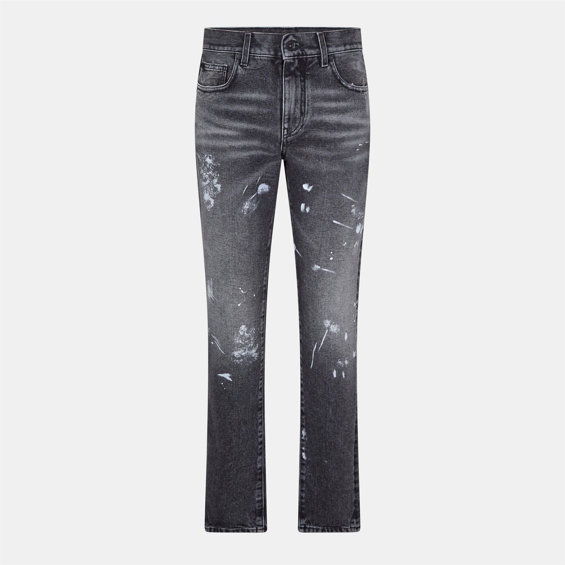 Off White Distressed Wide Fit Jeans