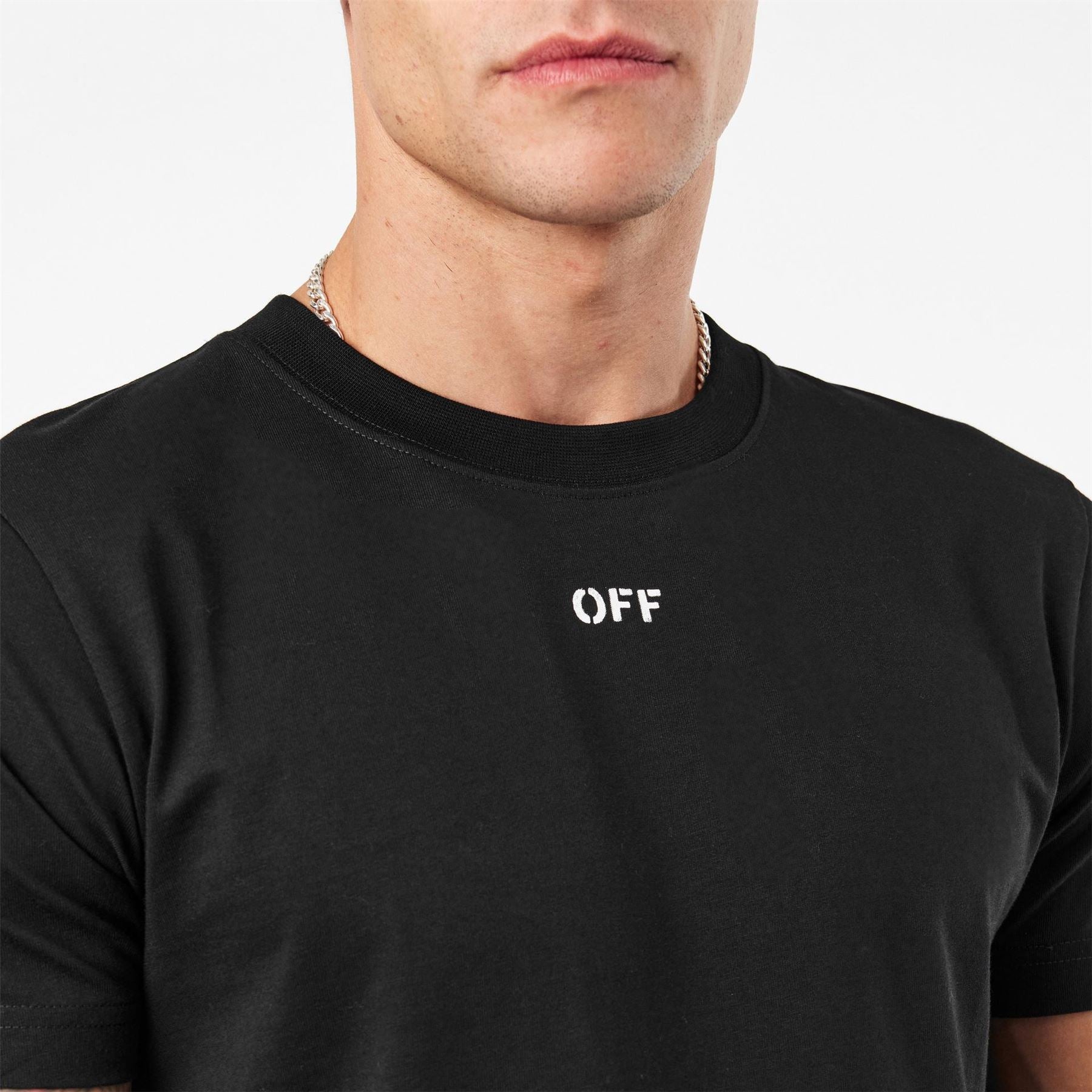 Off White Stitch Slim Fit Crew Neck Short Sleeve T-Shirt