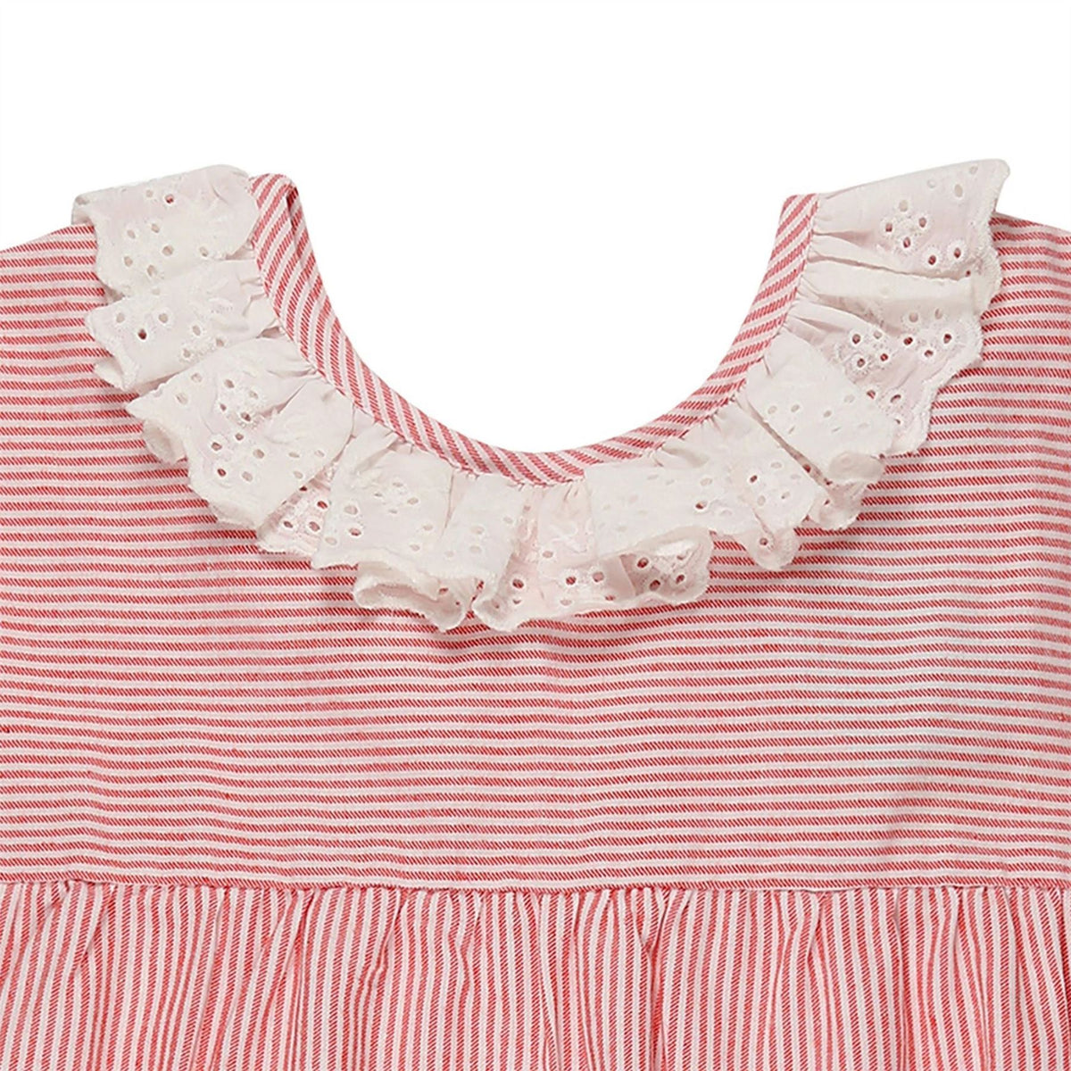Lilly and Sid Red Stripe V-Neck Knee Length A-Line Dress