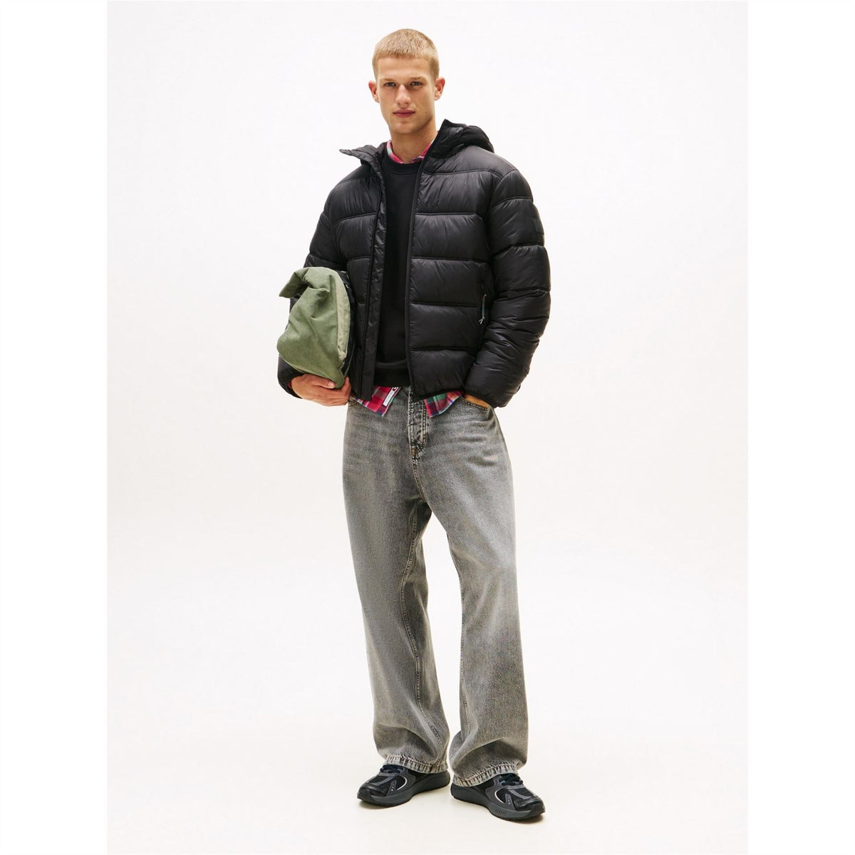 Tommy Jeans Logo Hooded Full Zip Short Puffer Jacket