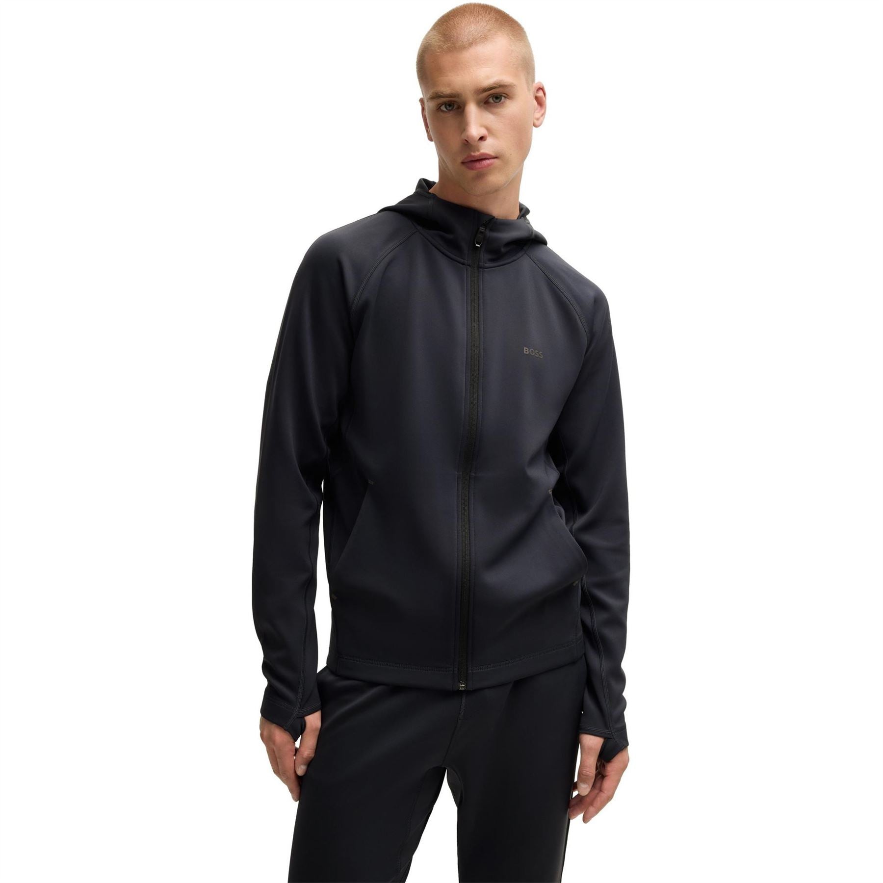 Boss Sicon Active Hooded Raglan Long Sleeve Athletic Top