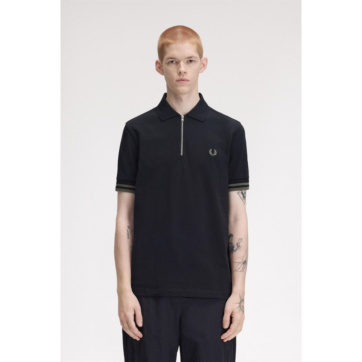 Fred Perry Cotton Short Sleeve Zip Polo Shirt