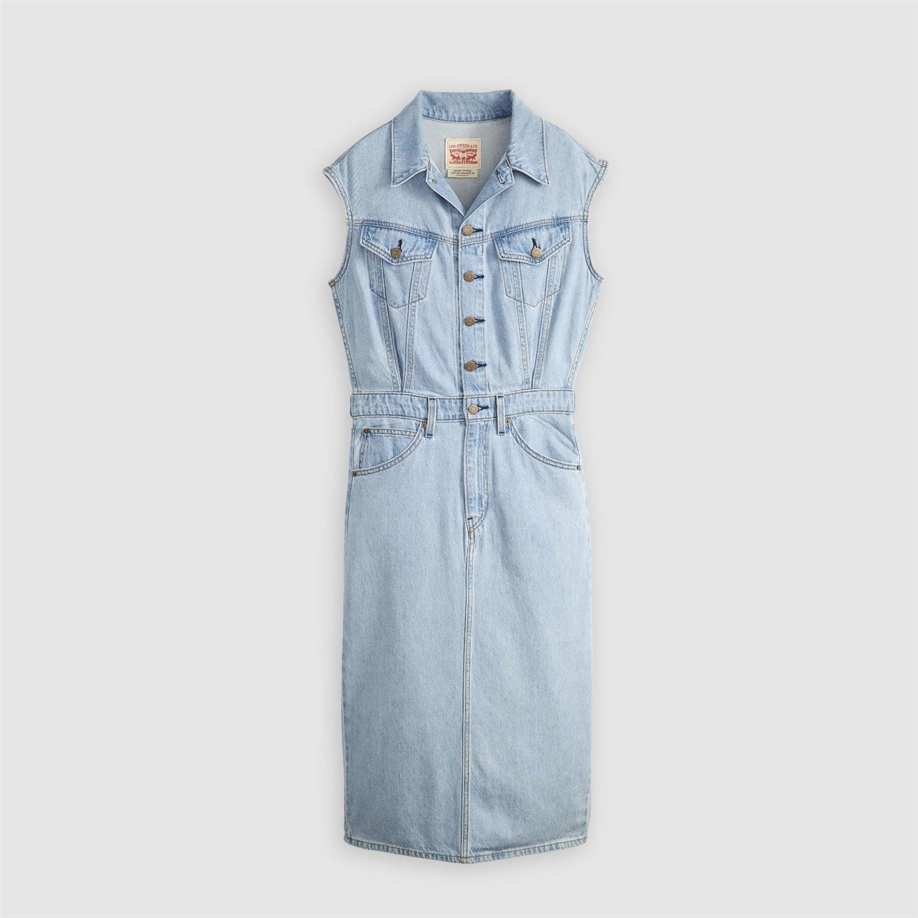 Levis Iconic Collared Neck Sleeveless Midi Shirt Dress
