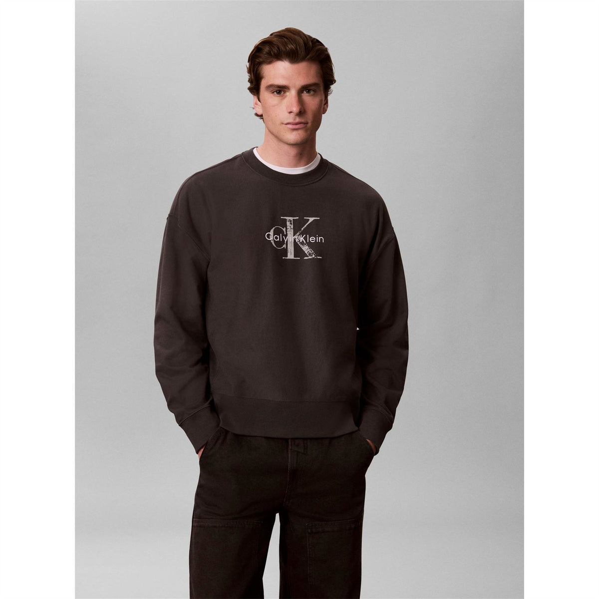 Calvin Klein Jeans Terry Painted Crew Cotton Relaxed Fit Sweatshirt