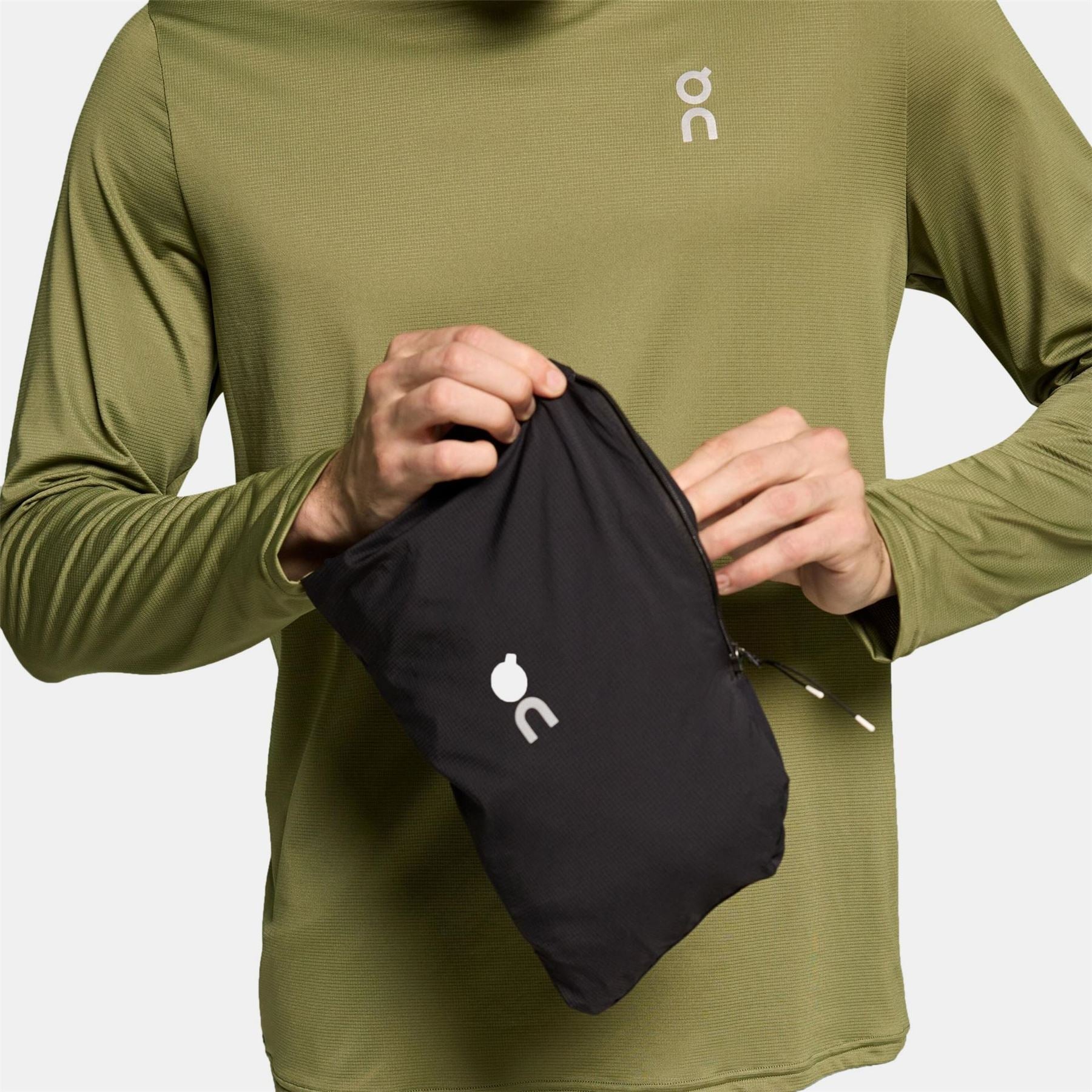 On Run Solid Patterned Hooded Reflective Ribbon Running Jacket